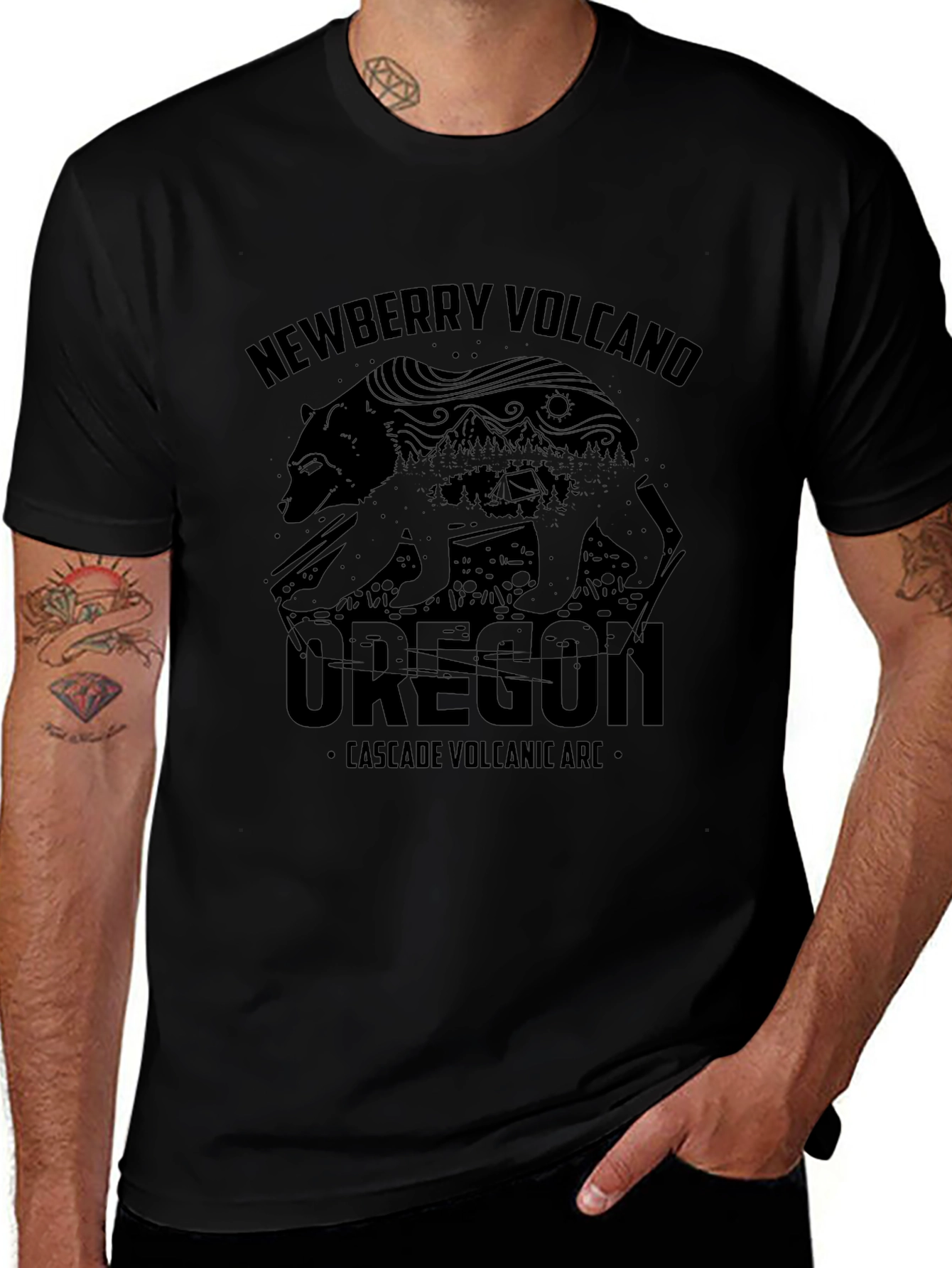 Newberry Volcano Oregon Black T-Shirt