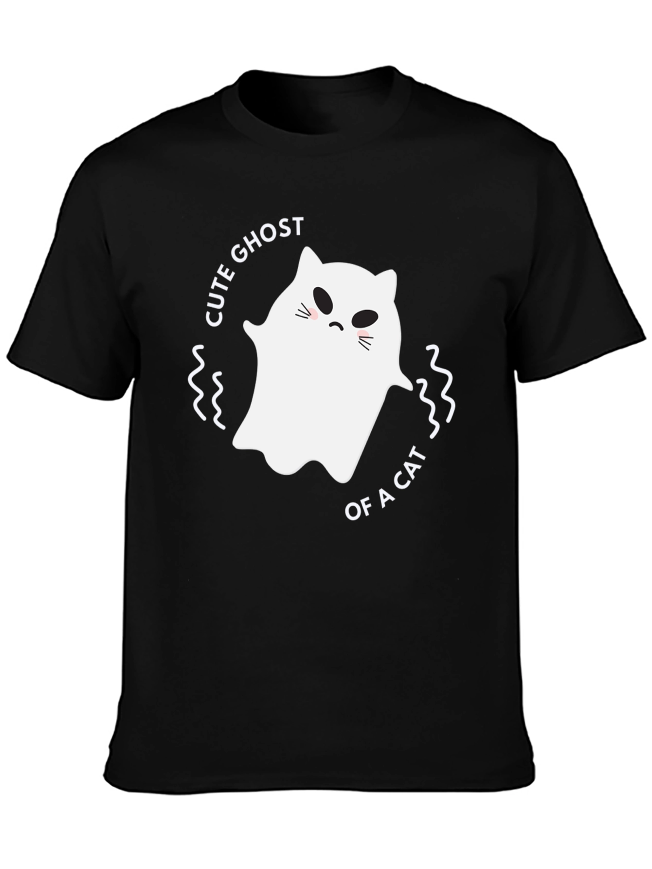 Cute Ghost of a Cat Black T-Shirt