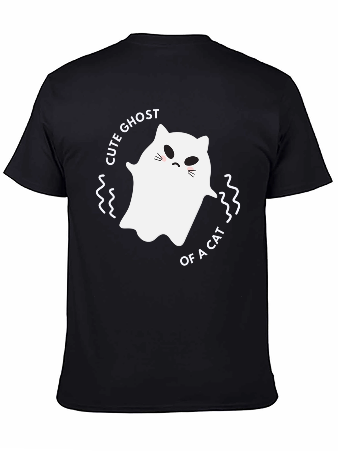 Cute Ghost of a Cat Black T-Shirt