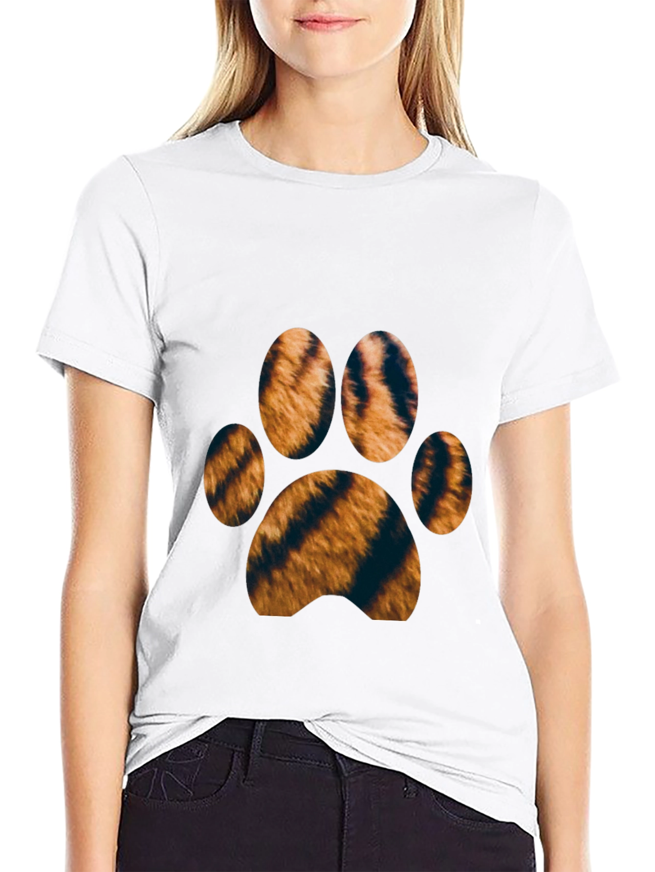 Tiger Paw Print T-Shirt - Black