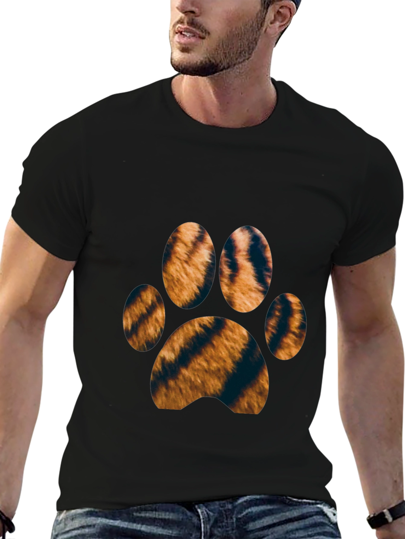 Tiger Paw Print T-Shirt - Black