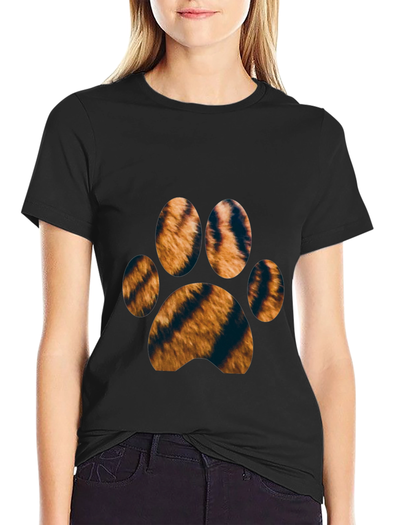 Tiger Paw Print T-Shirt - Black
