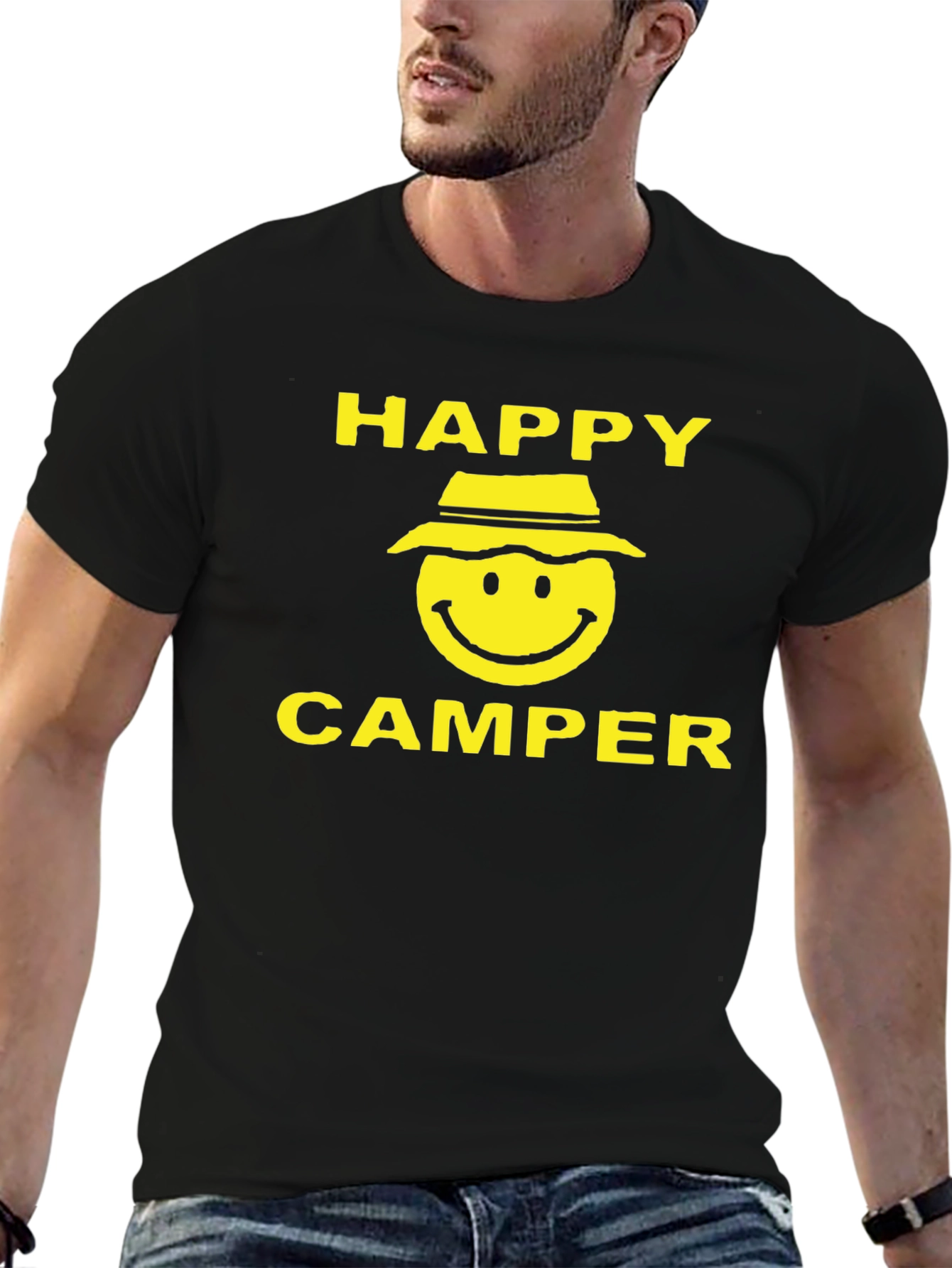 Happy Camper Graphic T-Shirt - Black