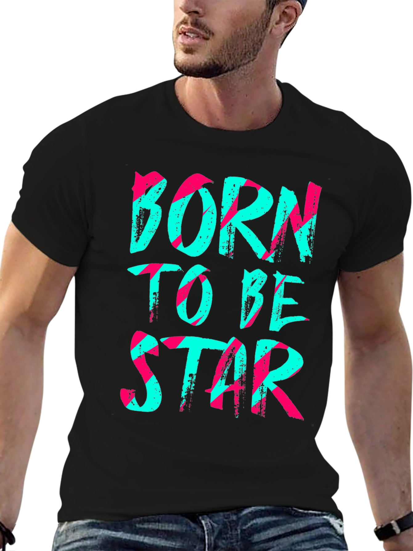 Born to Be Star Black Graphic Tee