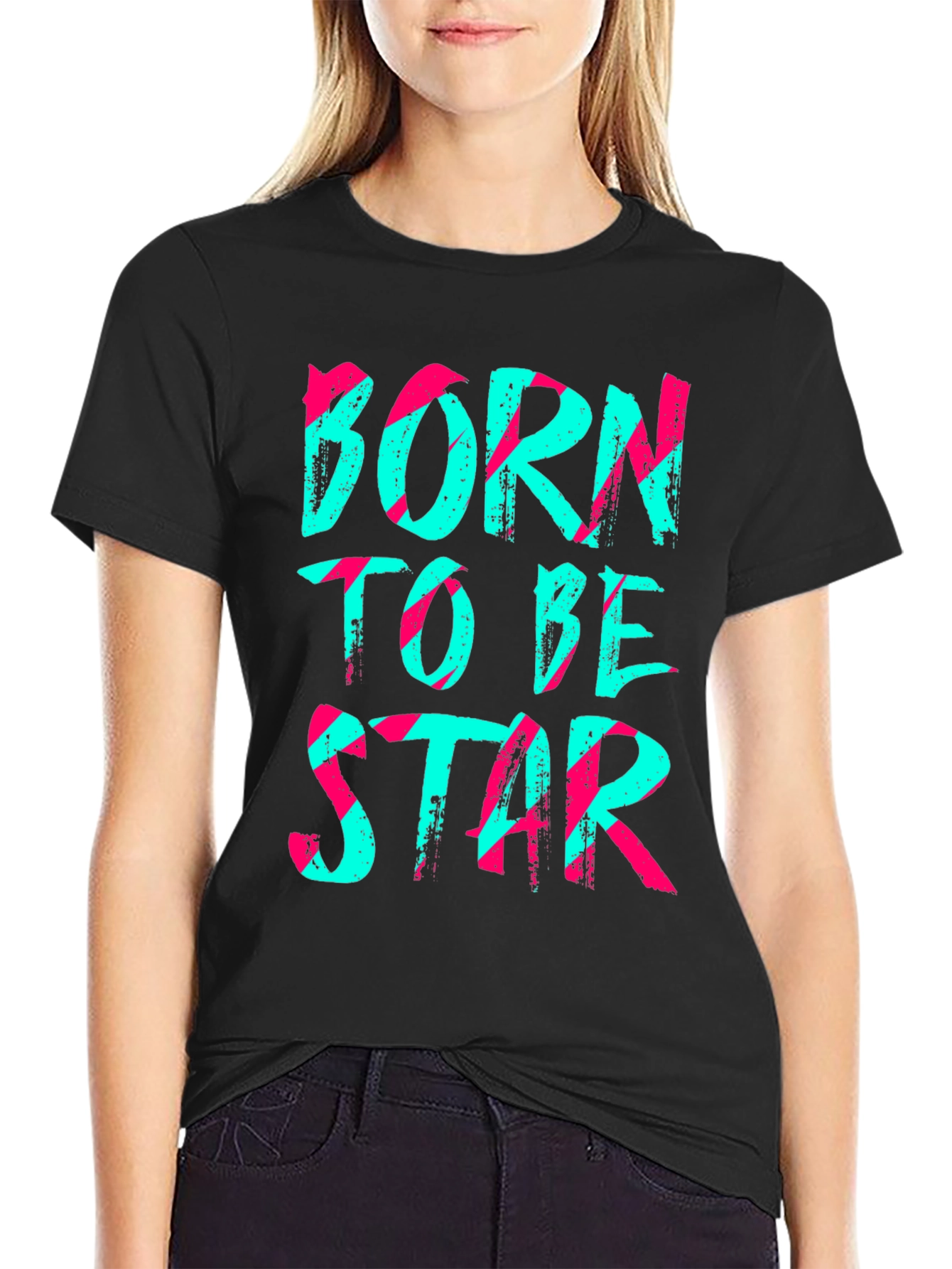 Born to Be Star Black Graphic Tee