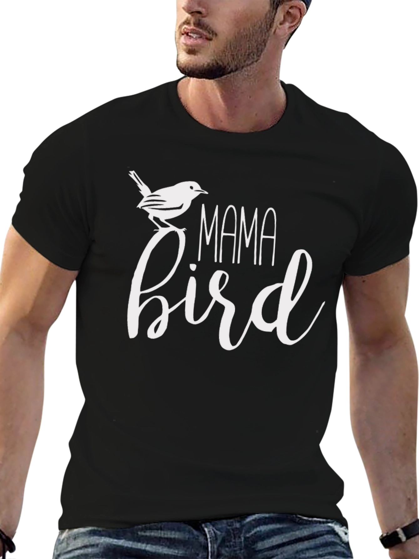 Mama Bird Graphic T-Shirt - Black Cotton Tee