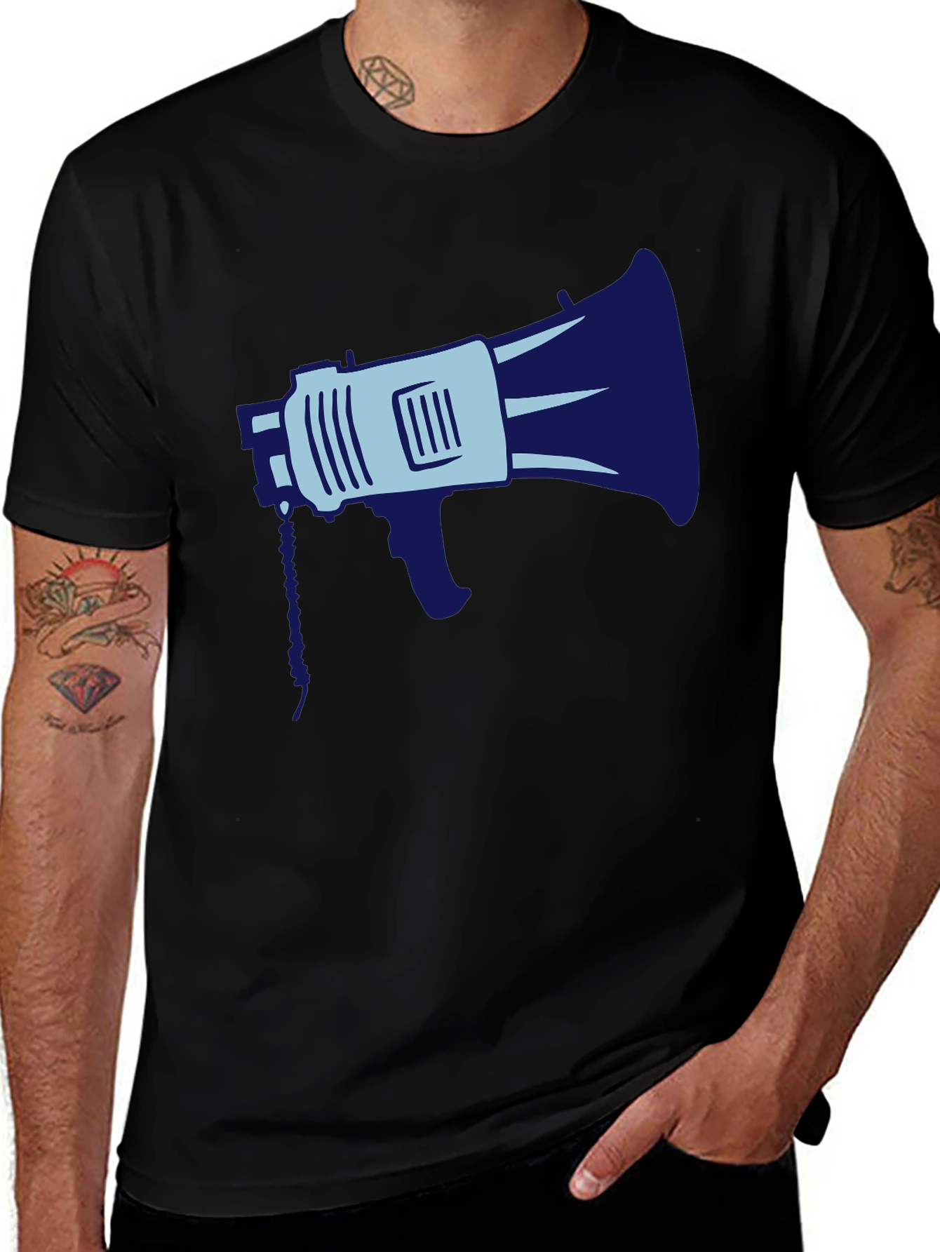 Megaphone Graphic Tee - Black Cotton Blend