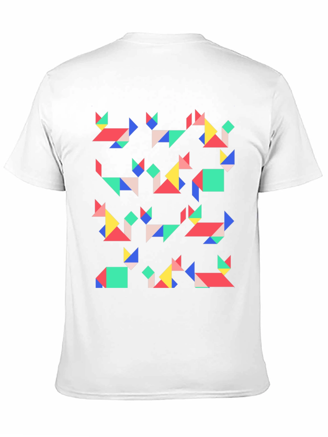 Geometric Cats Black T-Shirt | Modern Art Tee