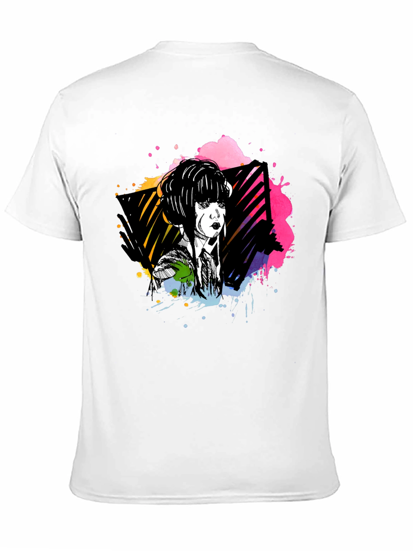 Abstract Woman Graphic Print Black Tee