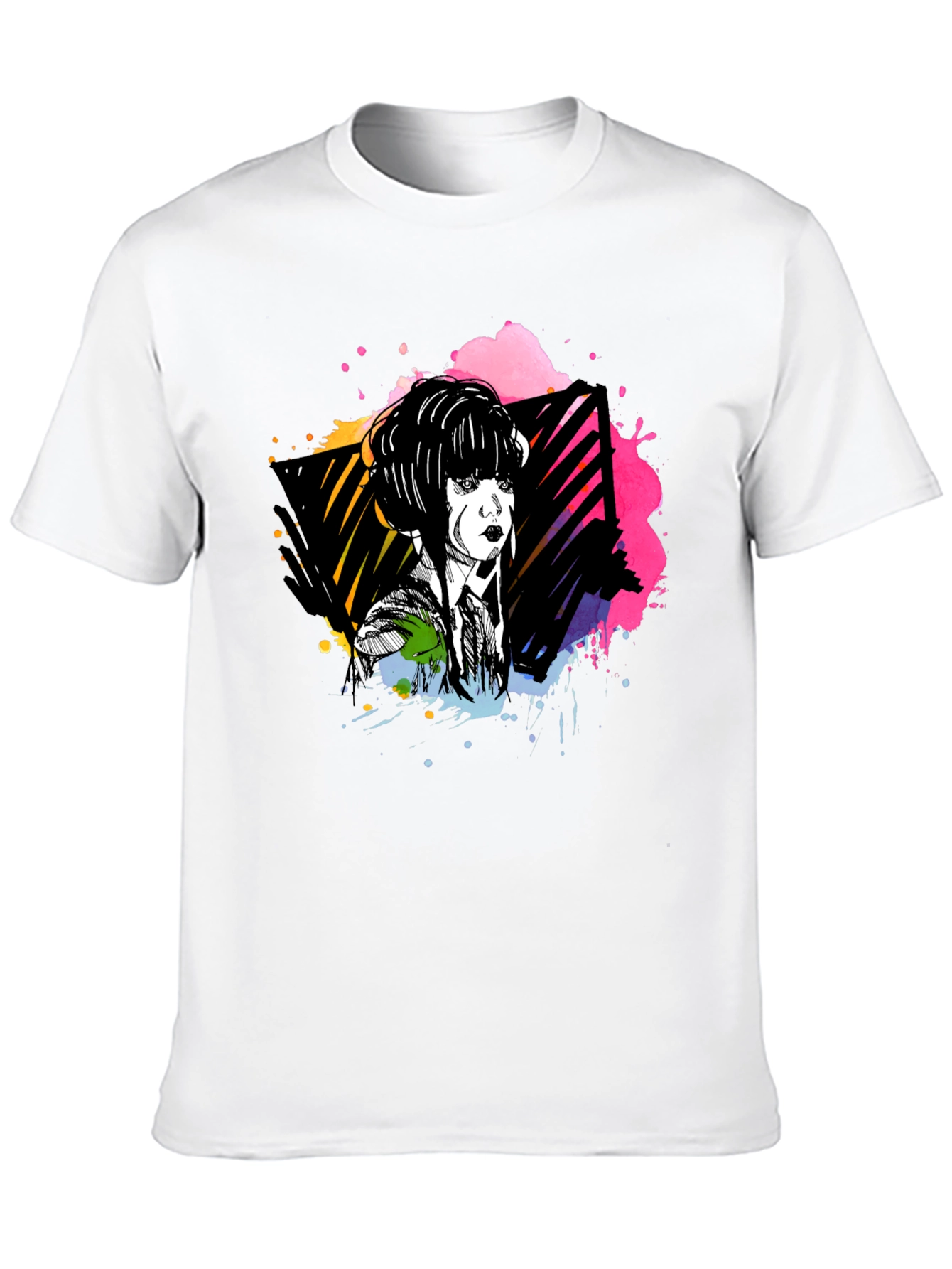Abstract Woman Graphic Print Black Tee