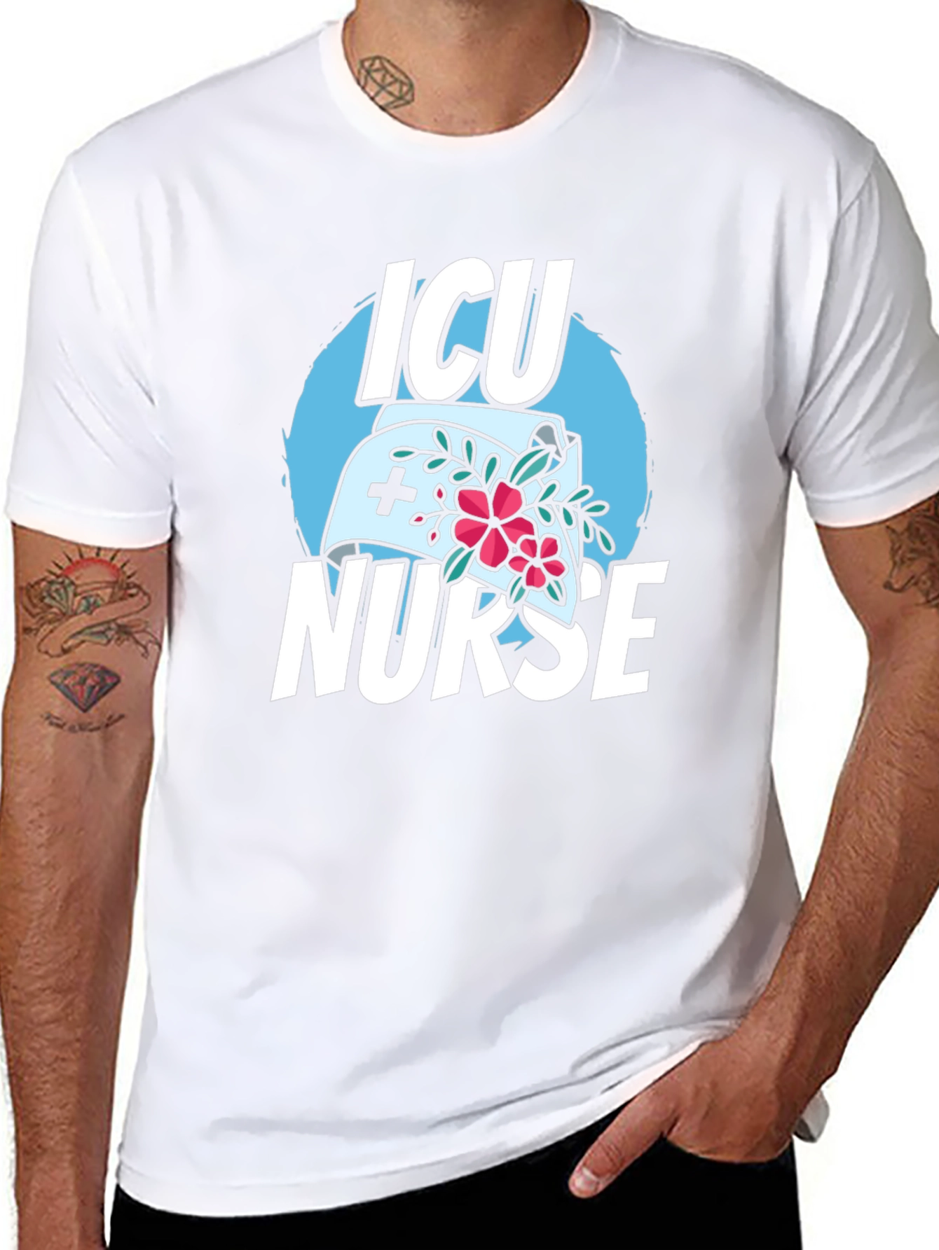 ICU Nurse Graphic T-Shirt - Black Cotton Blend