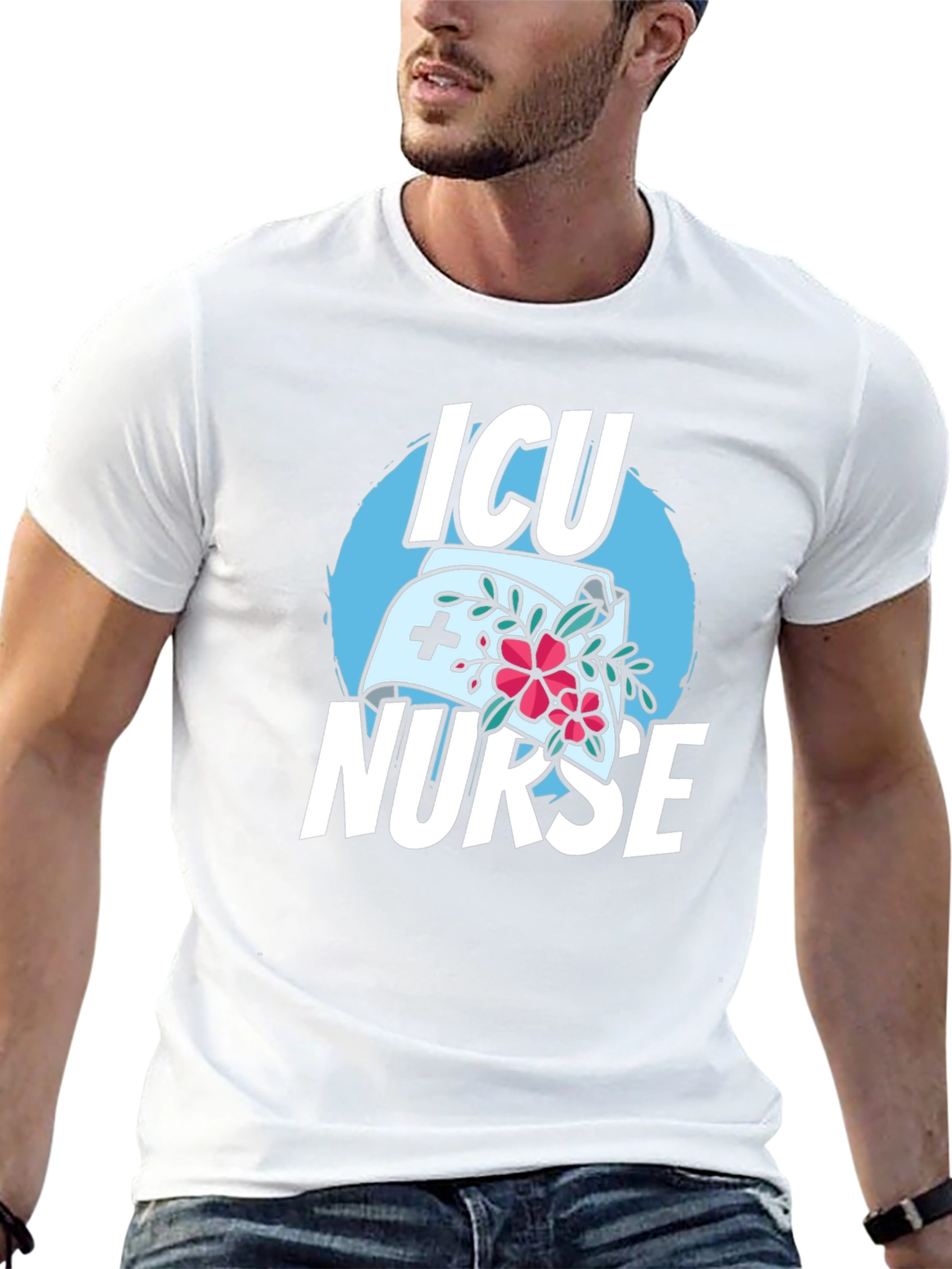 ICU Nurse Graphic T-Shirt - Black Cotton Blend