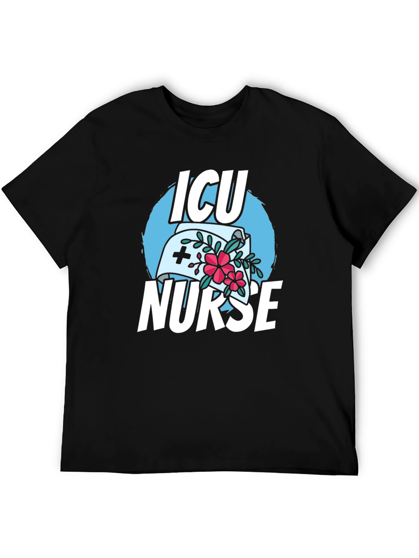 ICU Nurse Graphic T-Shirt - Black Cotton Blend