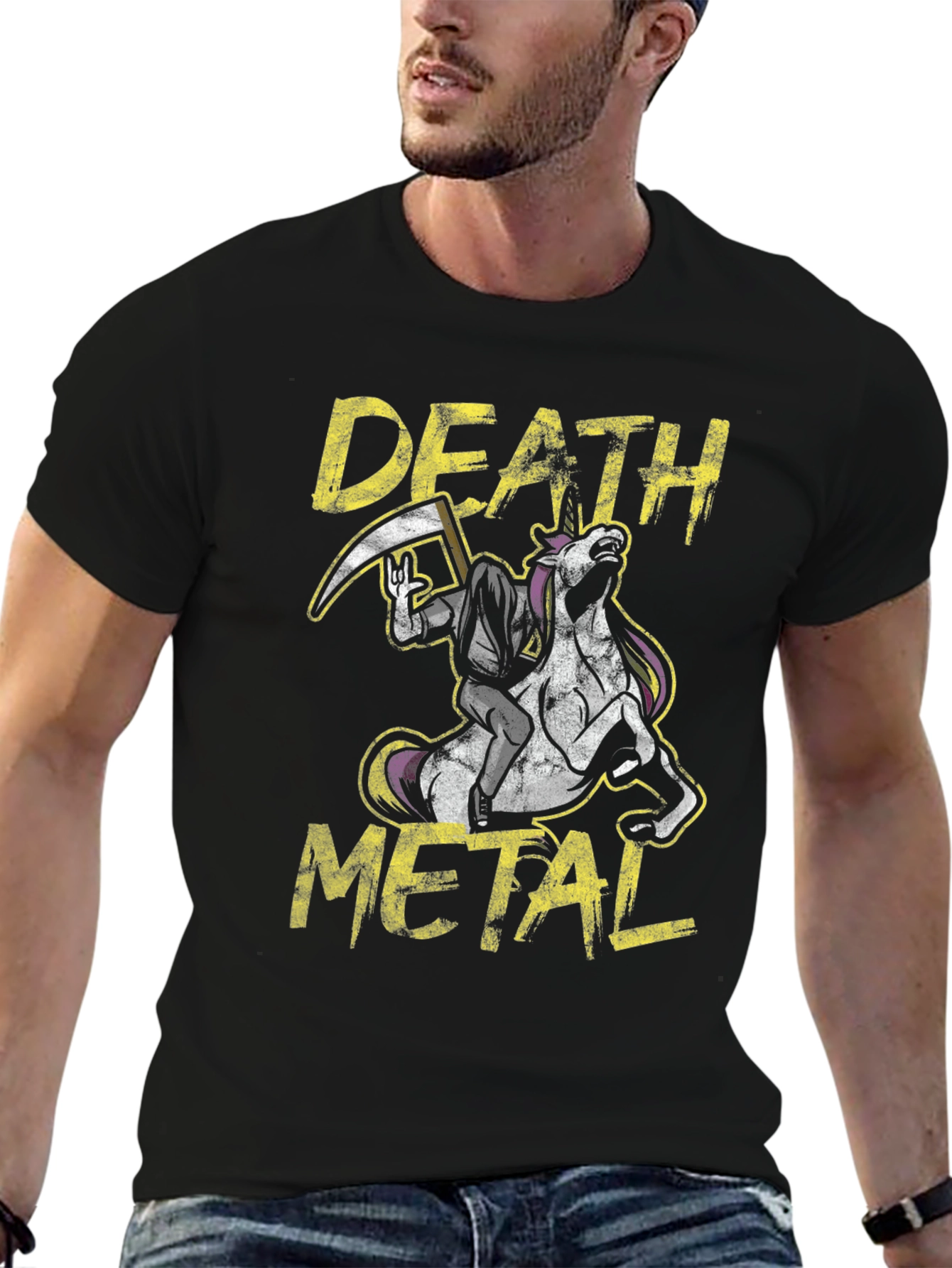 Death Metal Unicorn Graphic T-Shirt