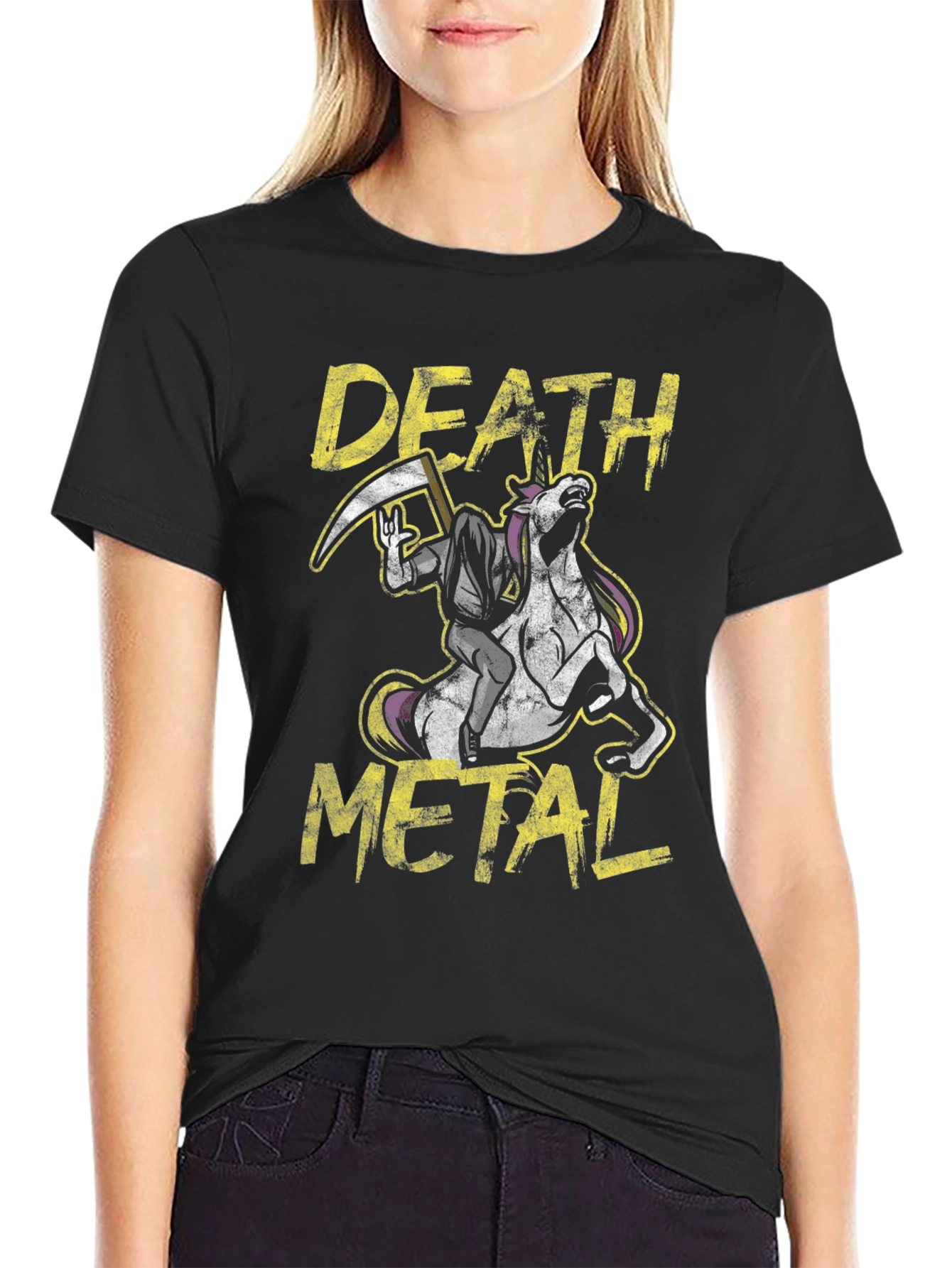Death Metal Unicorn Graphic T-Shirt