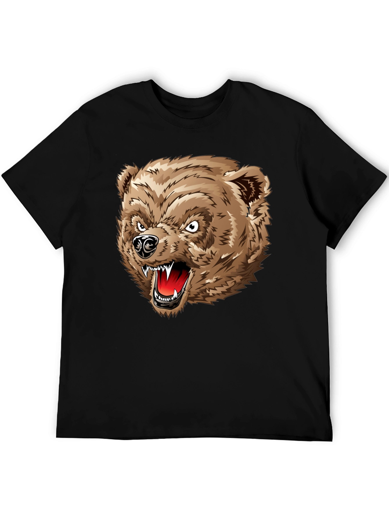 Angry Bear Graphic T-Shirt - Black Cotton Tee