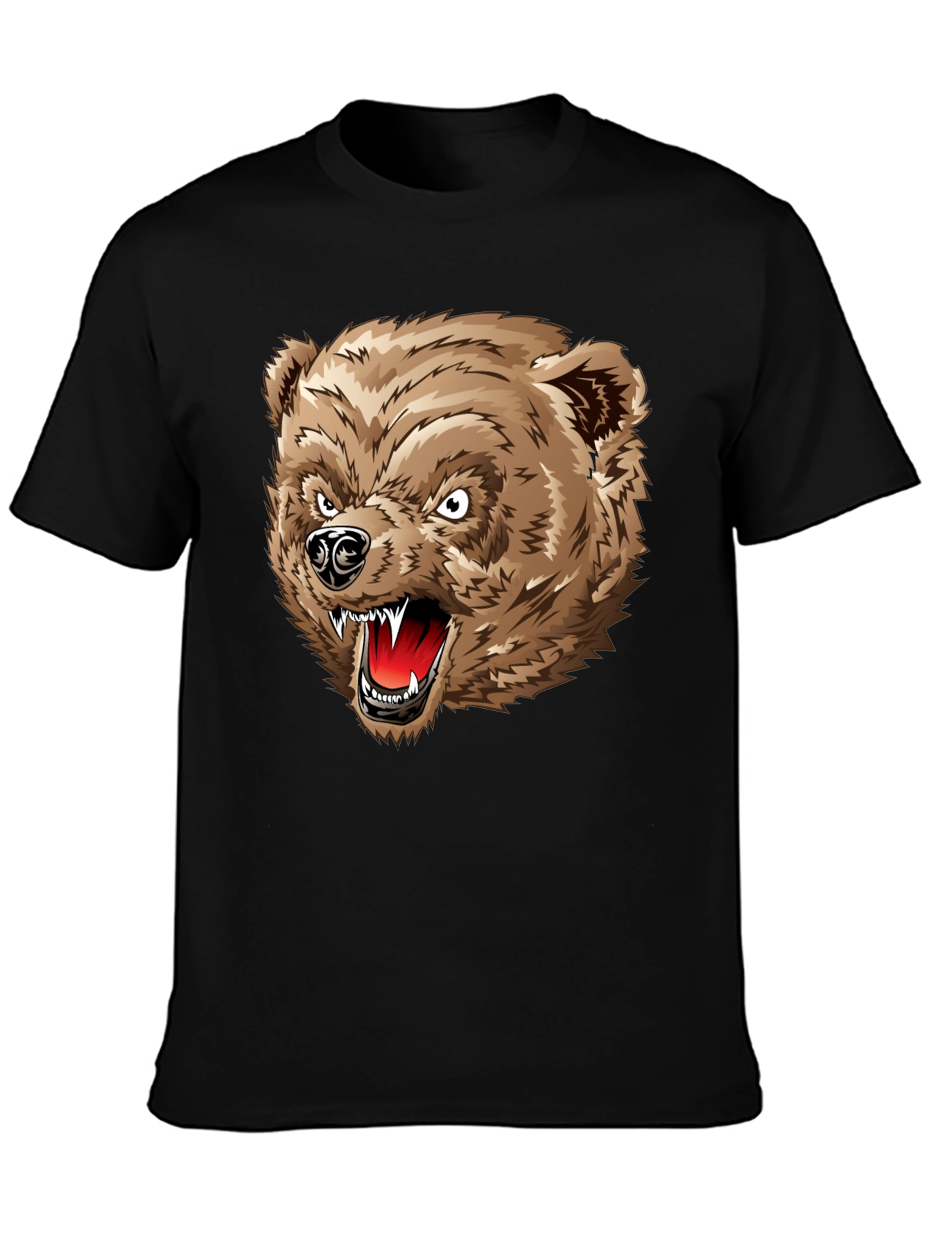Angry Bear Graphic T-Shirt - Black Cotton Tee