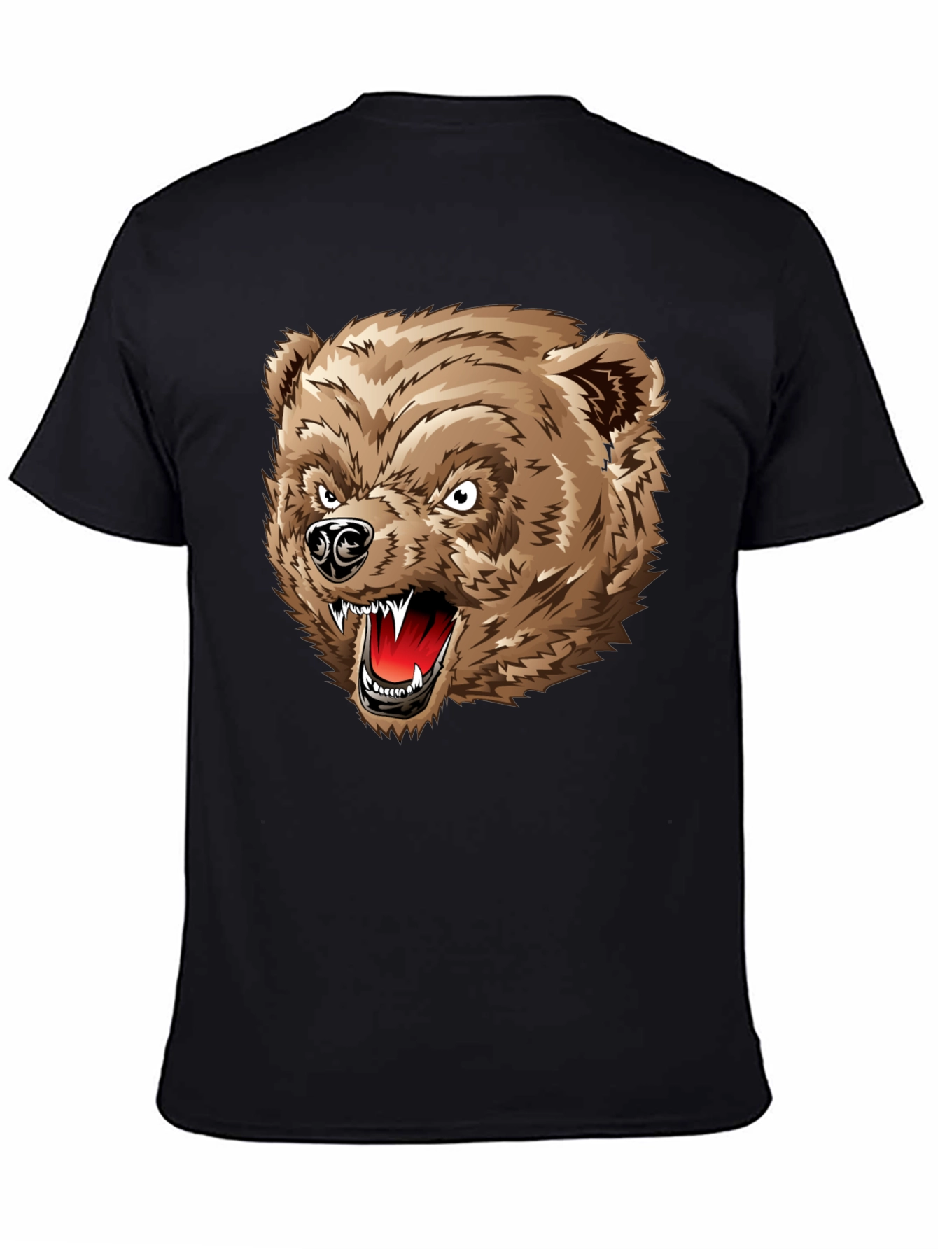Angry Bear Graphic T-Shirt - Black Cotton Tee