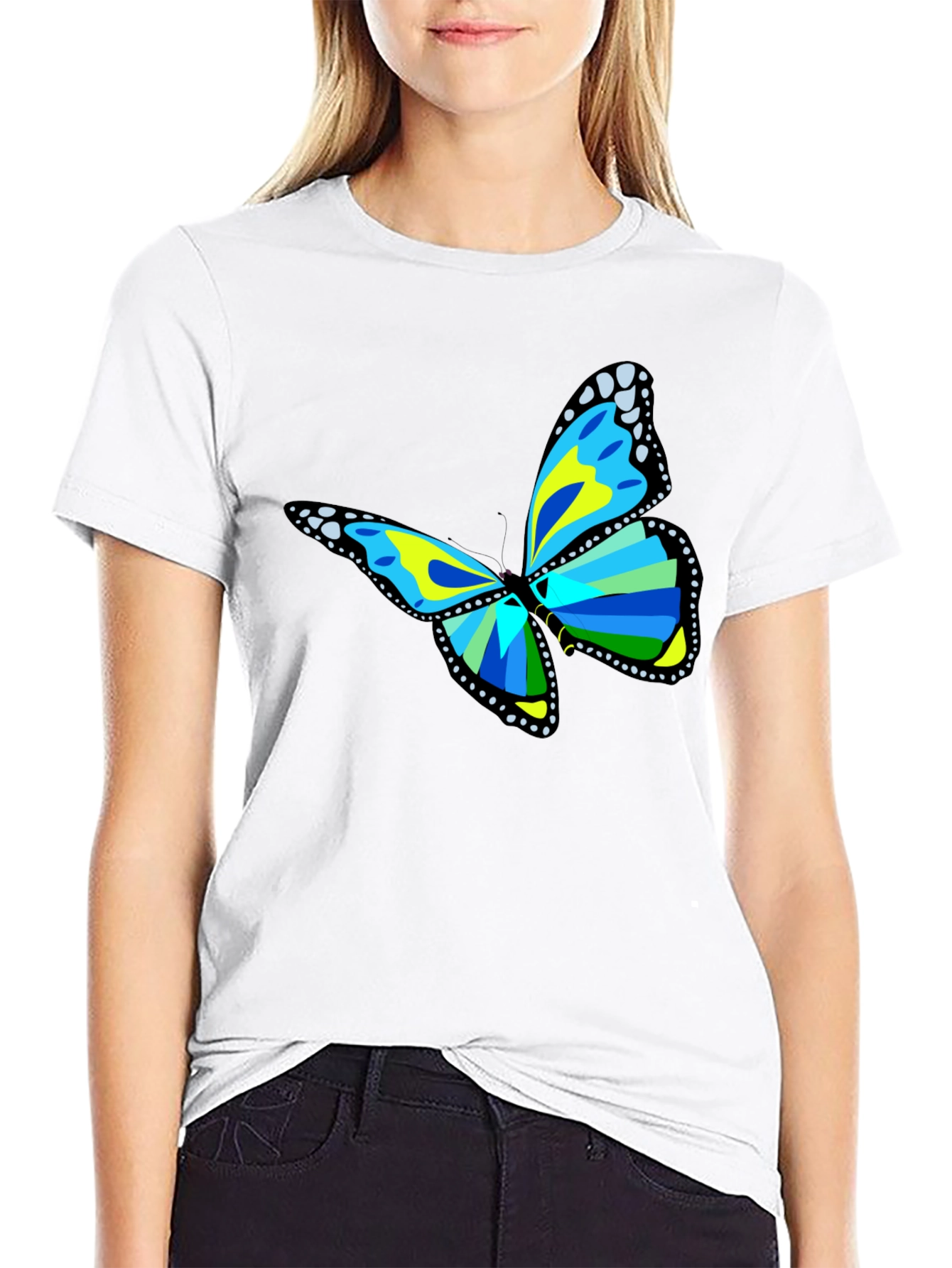 Butterfly Graphic Tee - Black Cotton T-Shirt