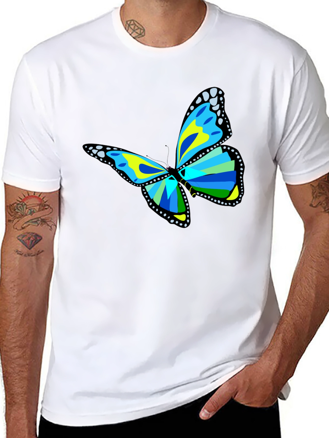 Butterfly Graphic Tee - Black Cotton T-Shirt
