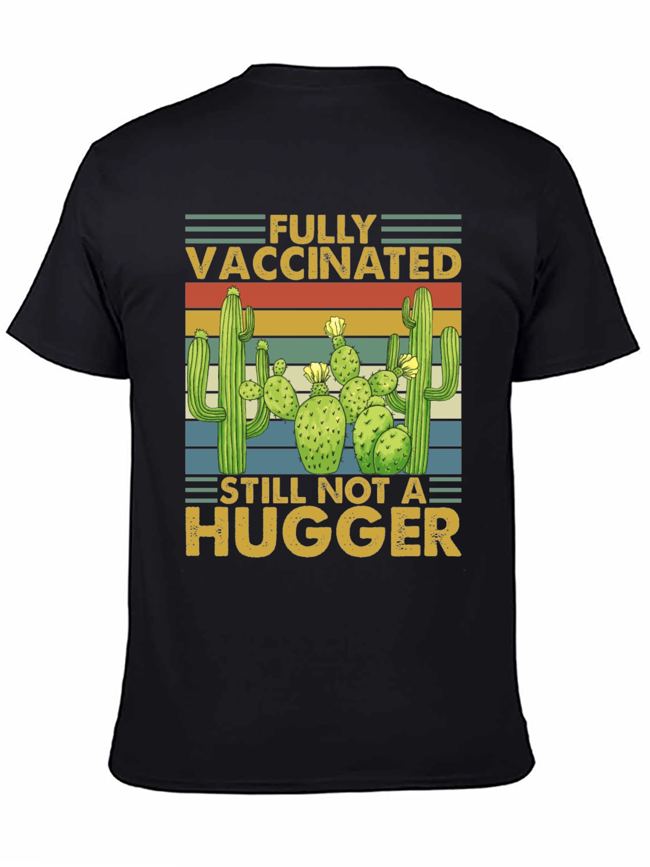Funny Vaccinated Not A Hugger Cactus T-Shirt