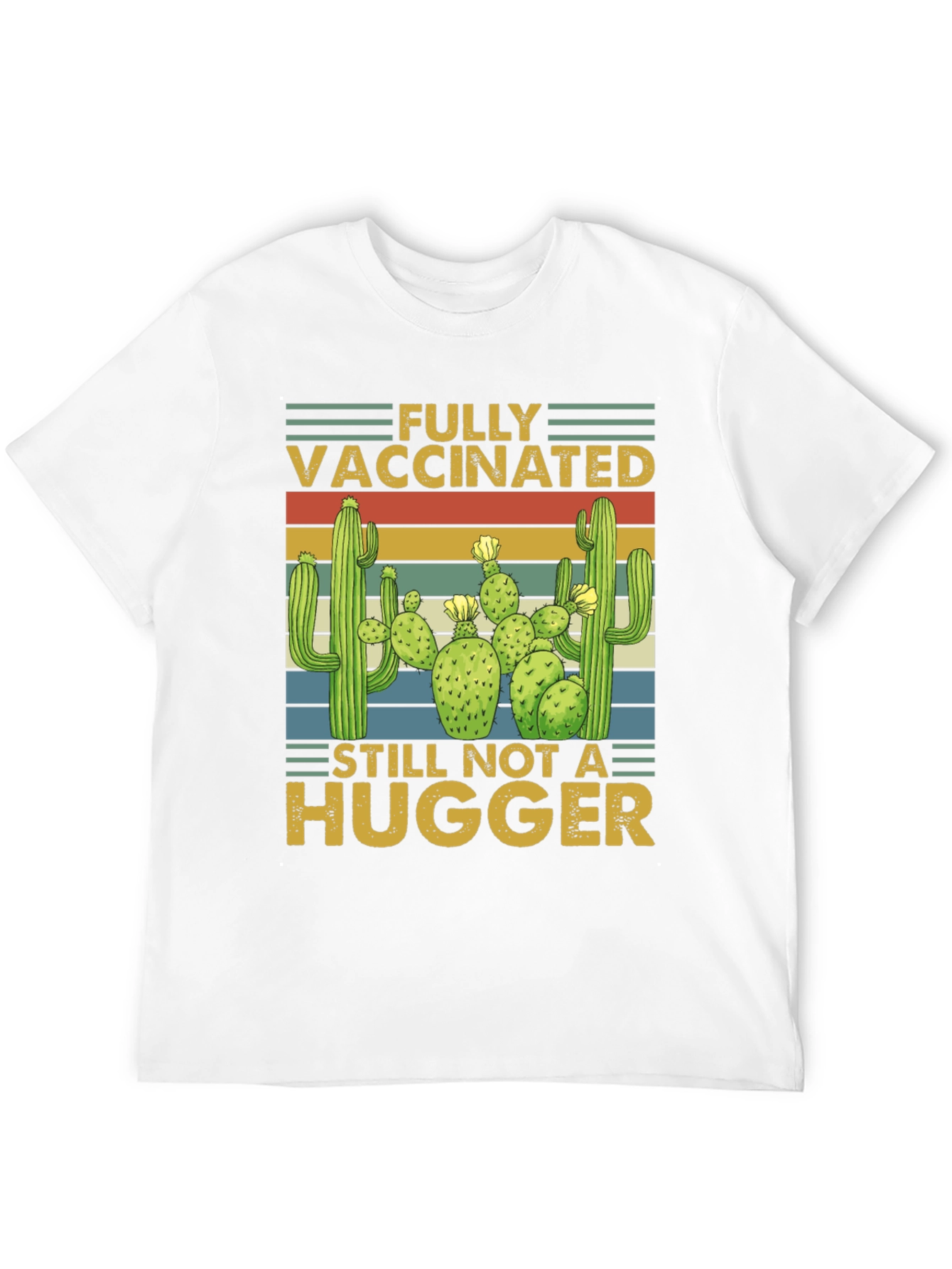 Funny Vaccinated Not A Hugger Cactus T-Shirt