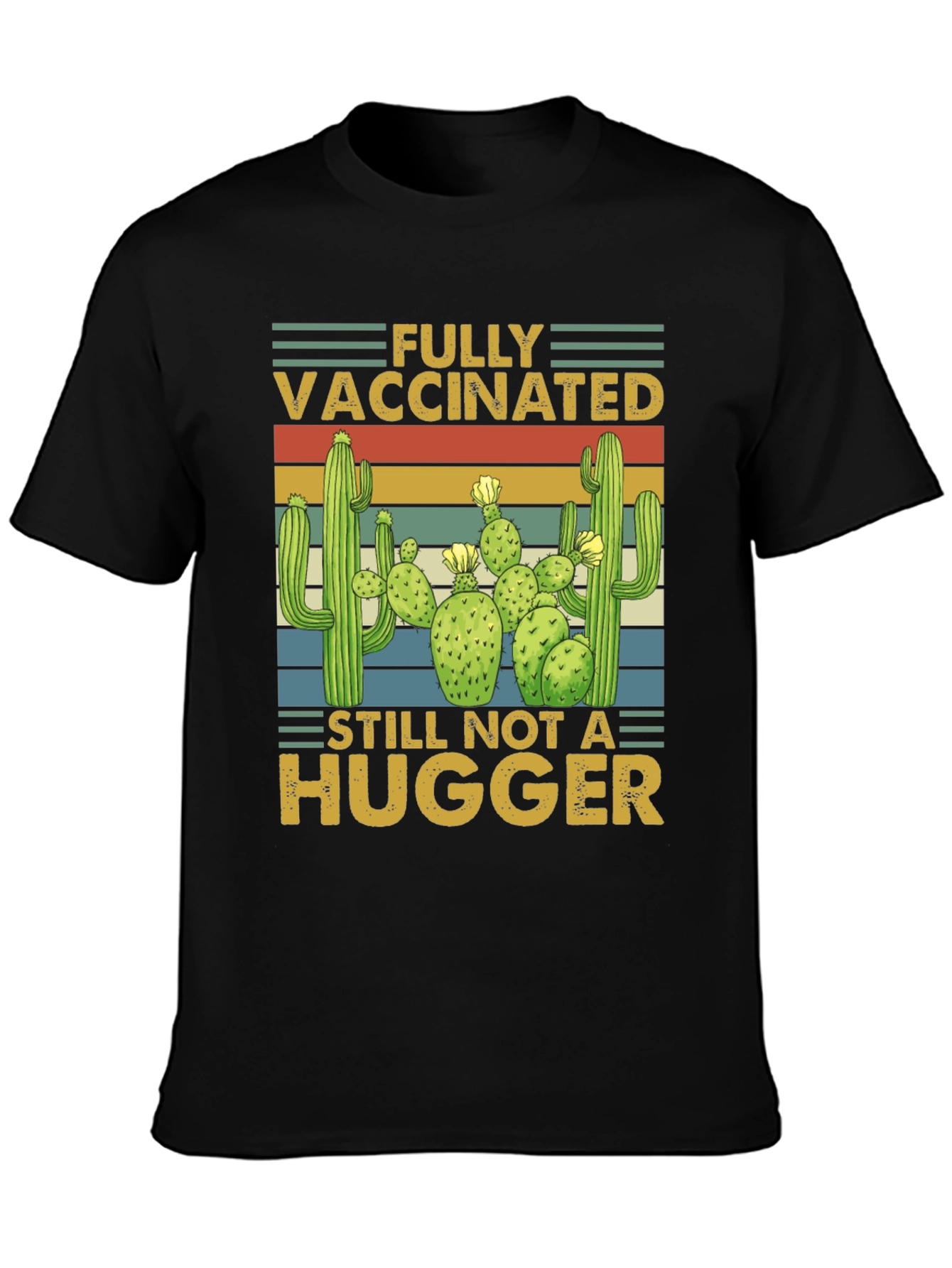 Funny Vaccinated Not A Hugger Cactus T-Shirt