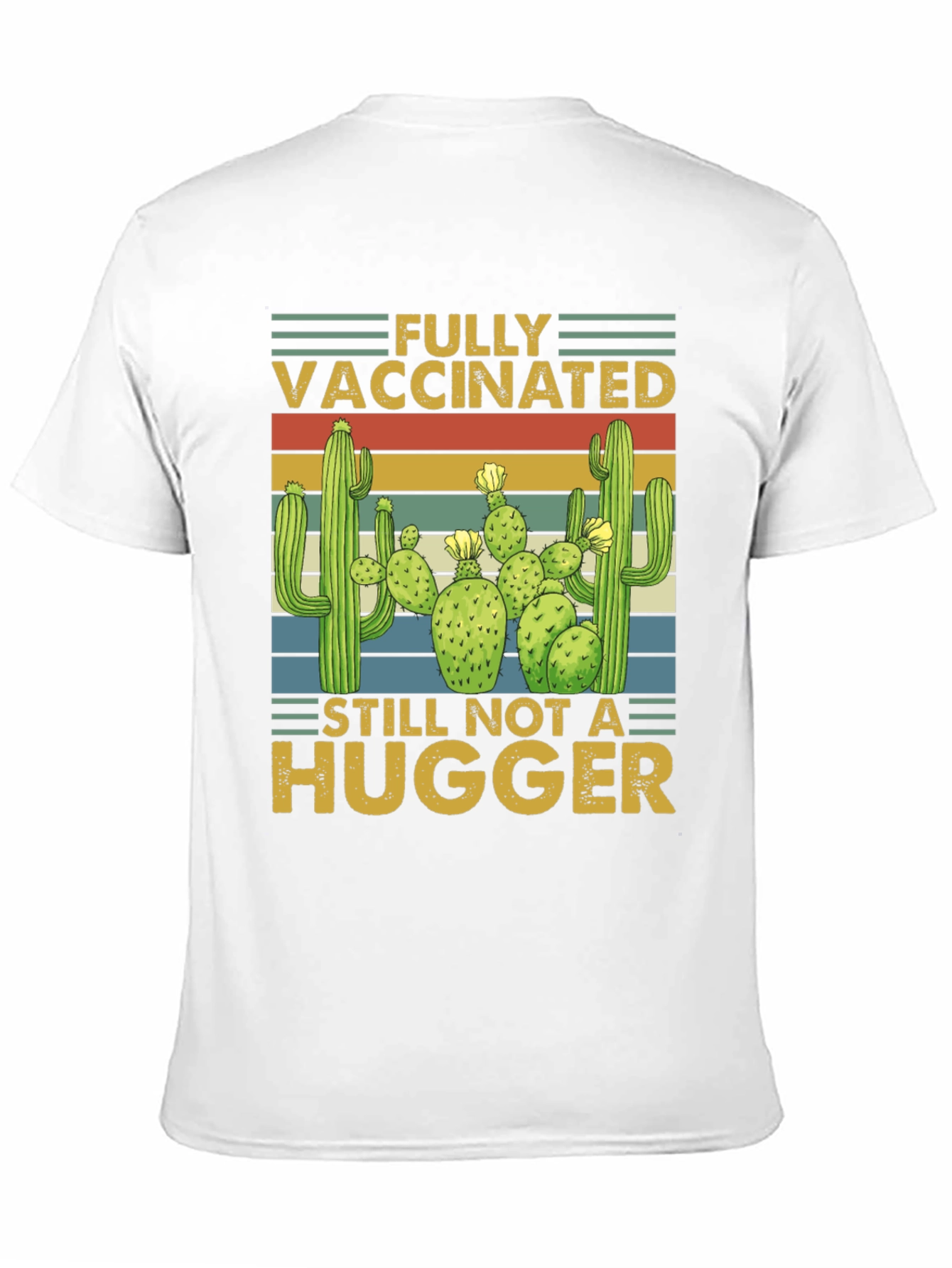 Funny Vaccinated Not A Hugger Cactus T-Shirt