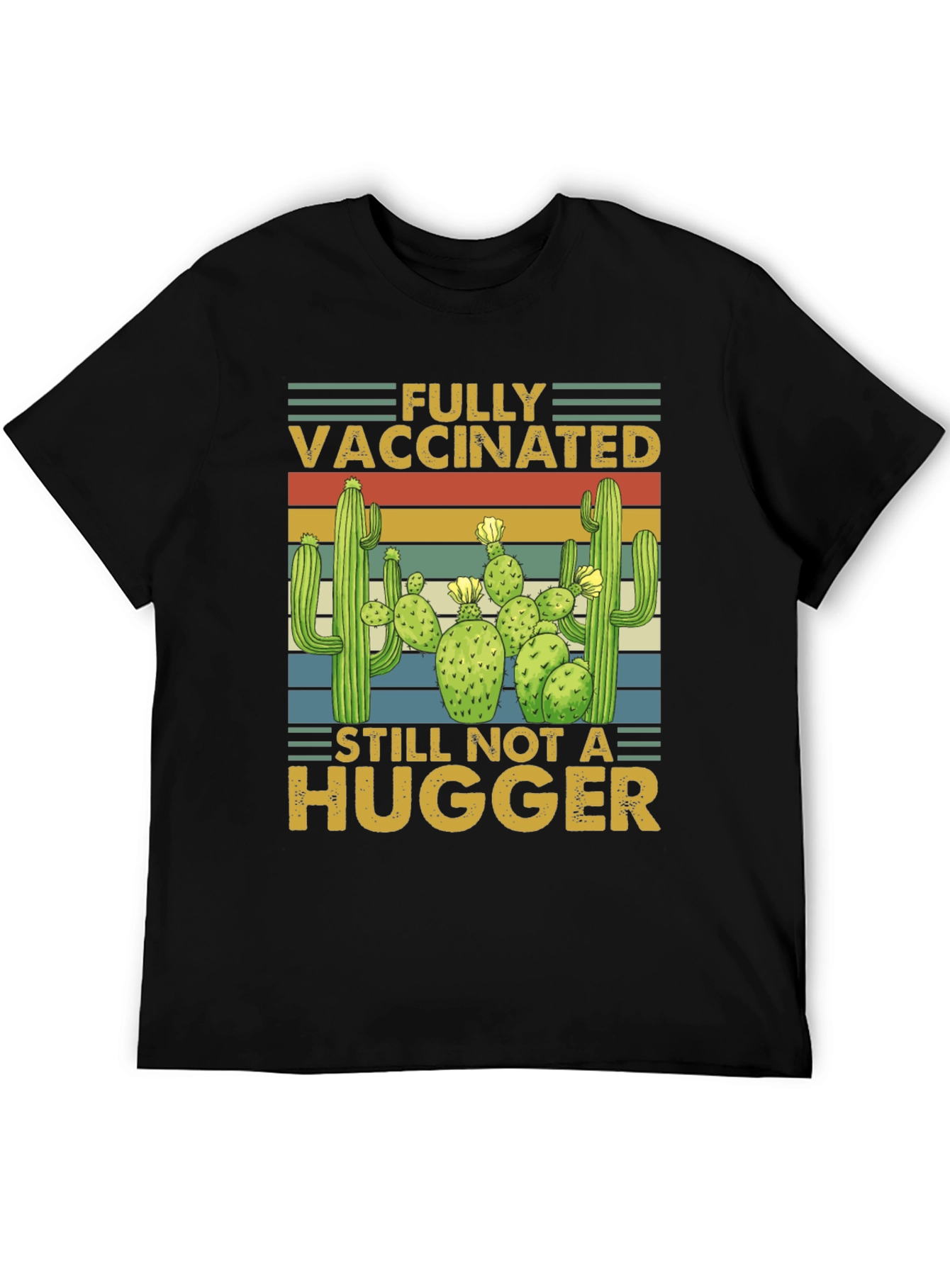 Funny Vaccinated Not A Hugger Cactus T-Shirt