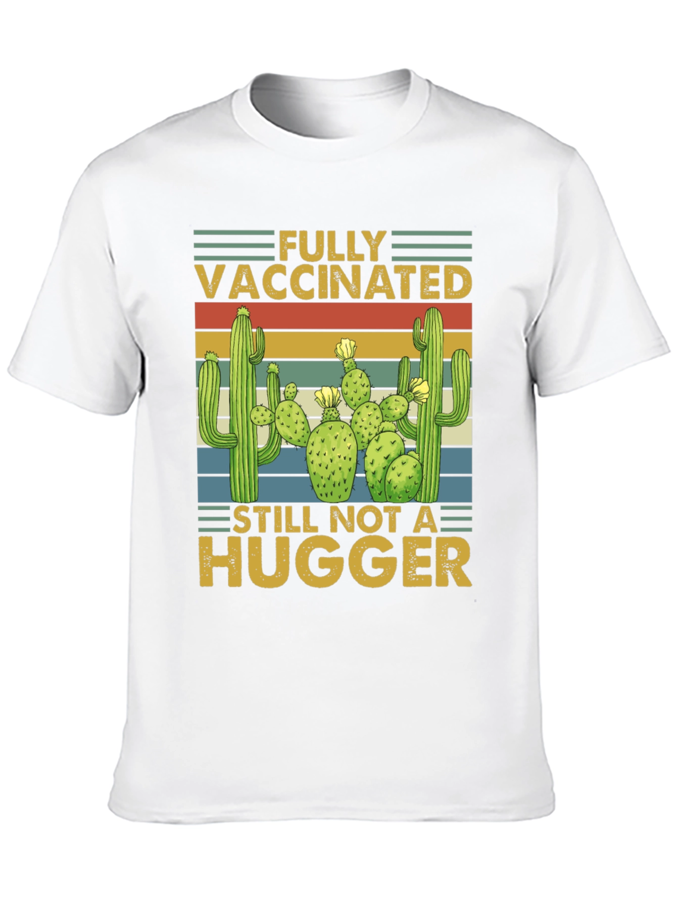 Funny Vaccinated Not A Hugger Cactus T-Shirt