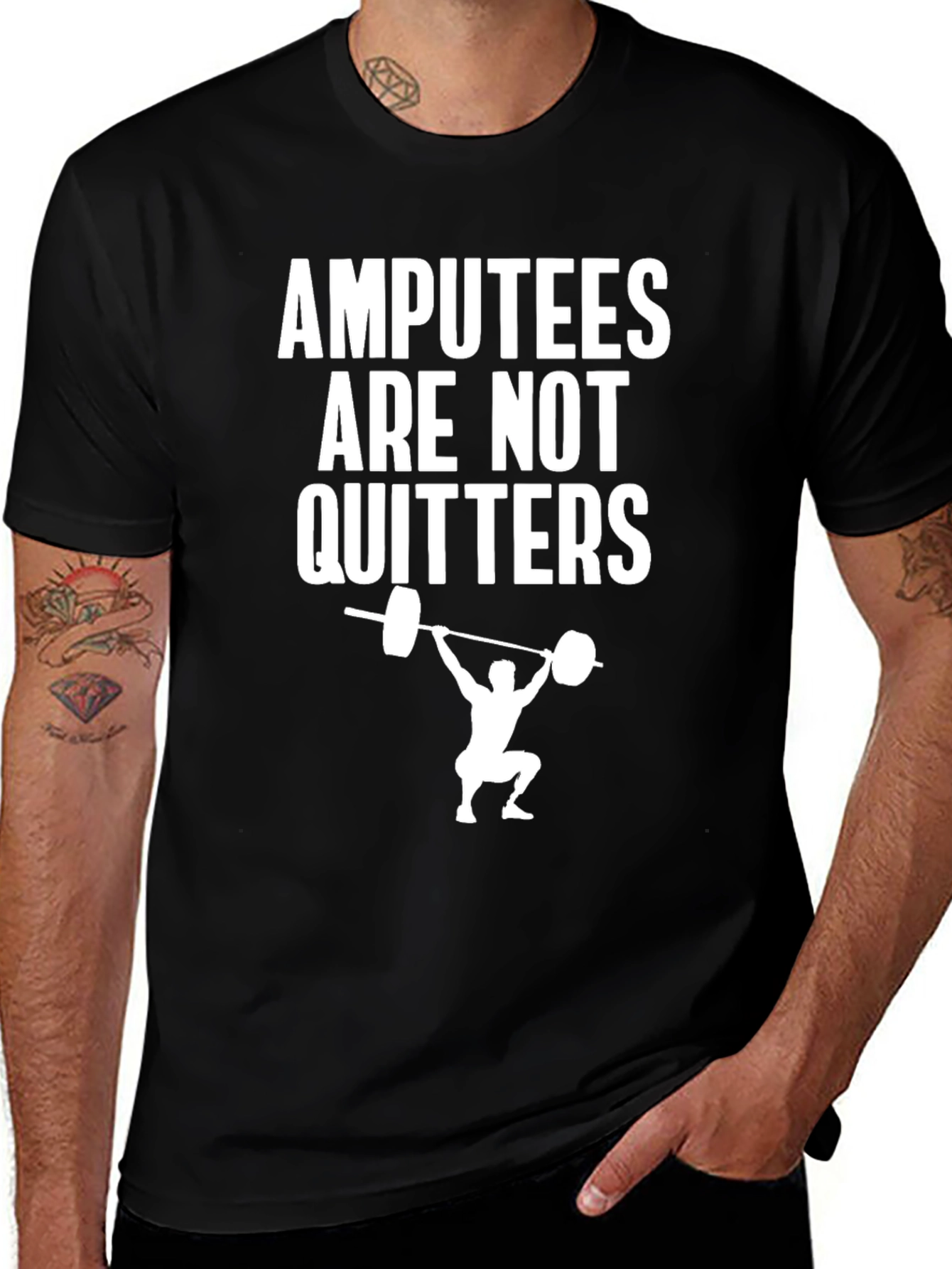 Amputees Are Not Quitters Weightlifting T-Shirt