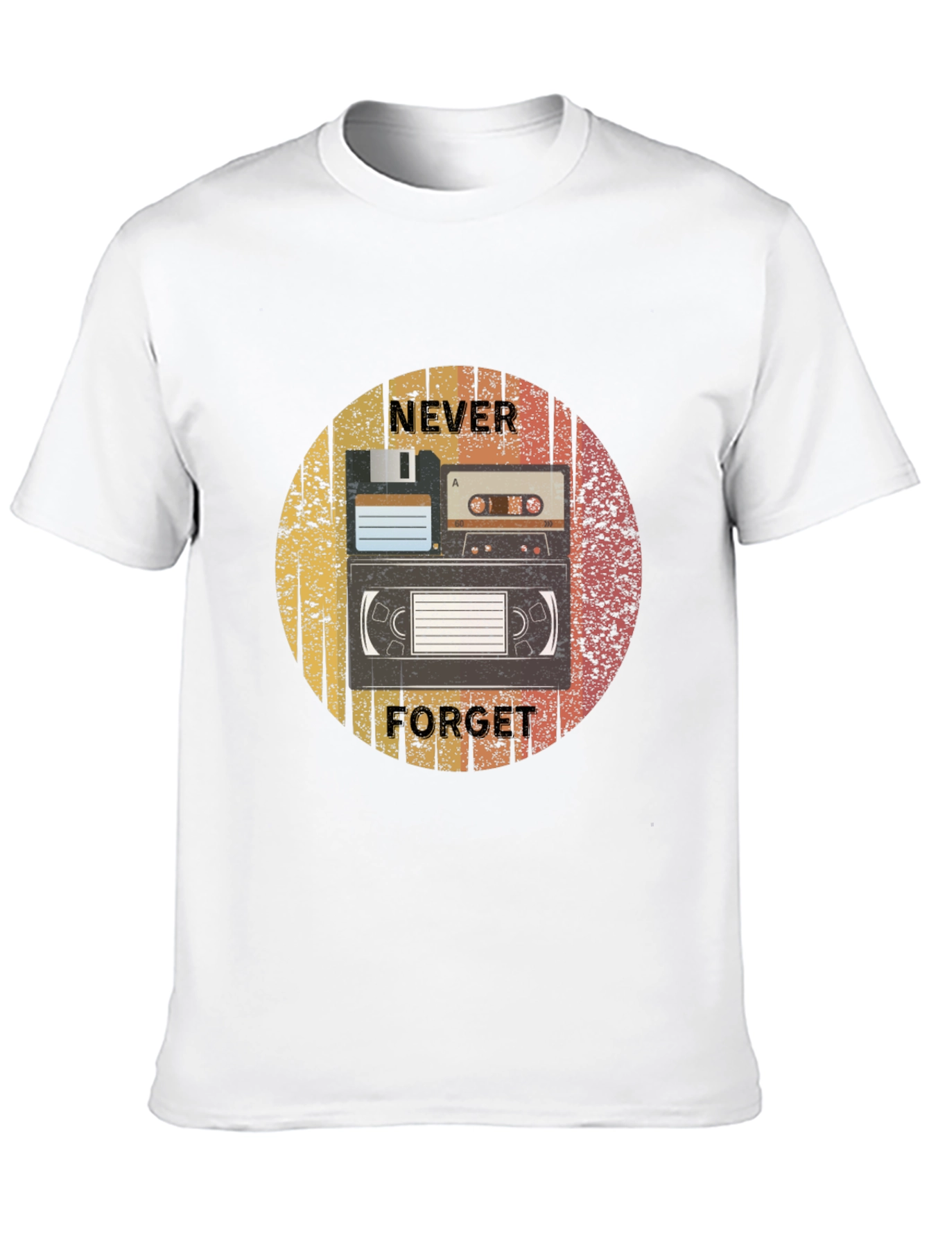 Retro Media Black T-Shirt - Never Forget