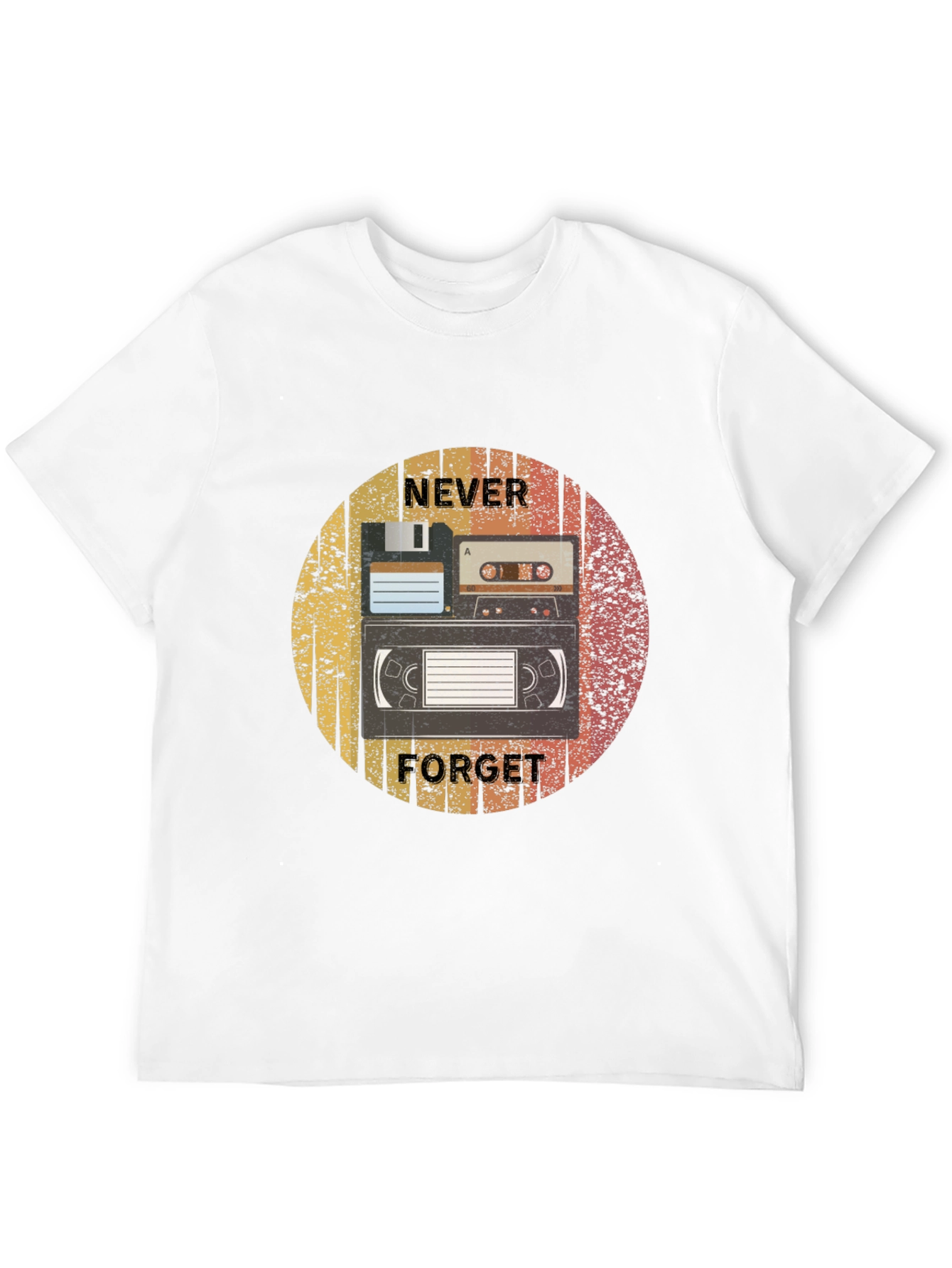 Retro Media Black T-Shirt - Never Forget