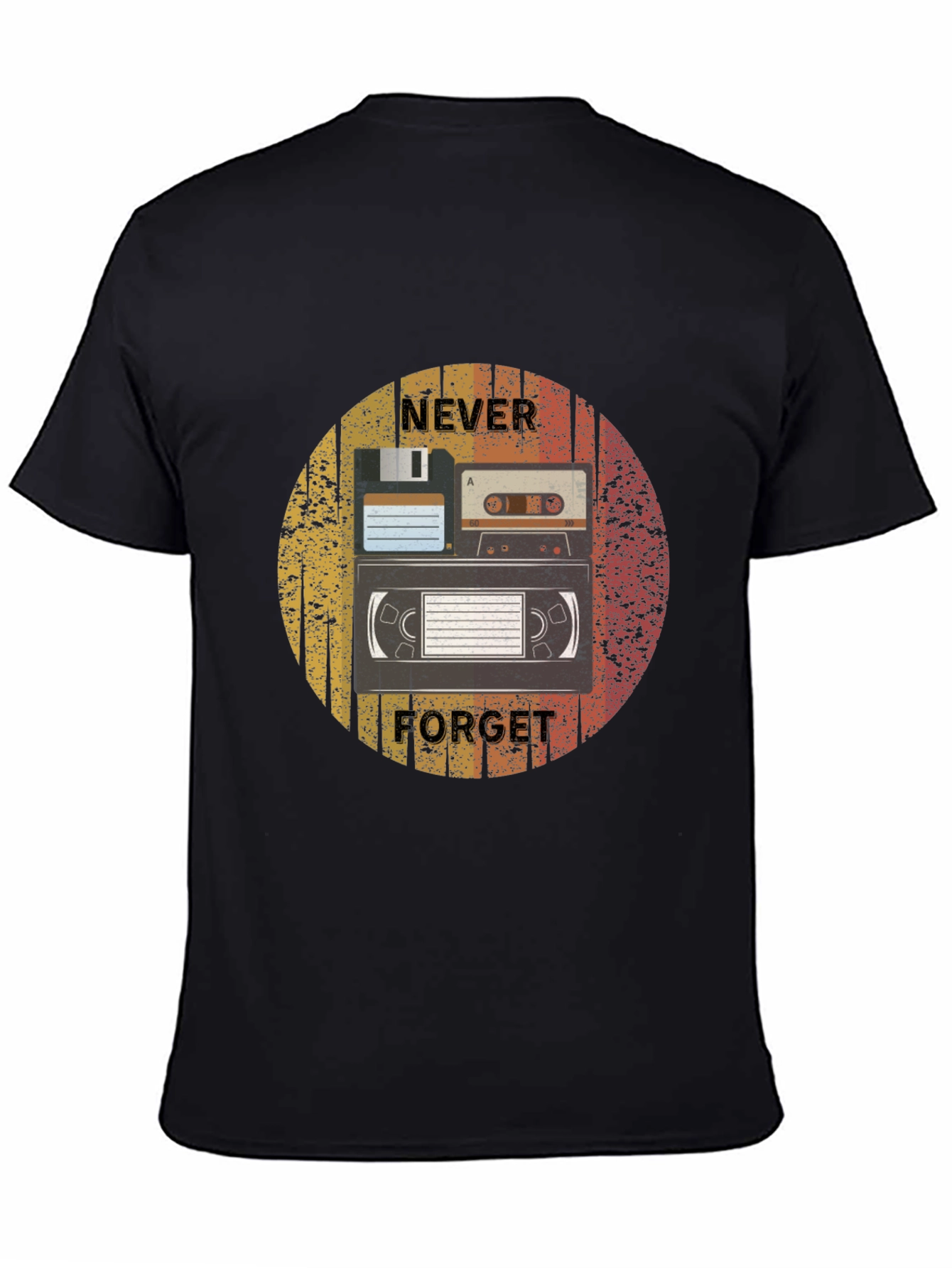 Retro Media Black T-Shirt - Never Forget