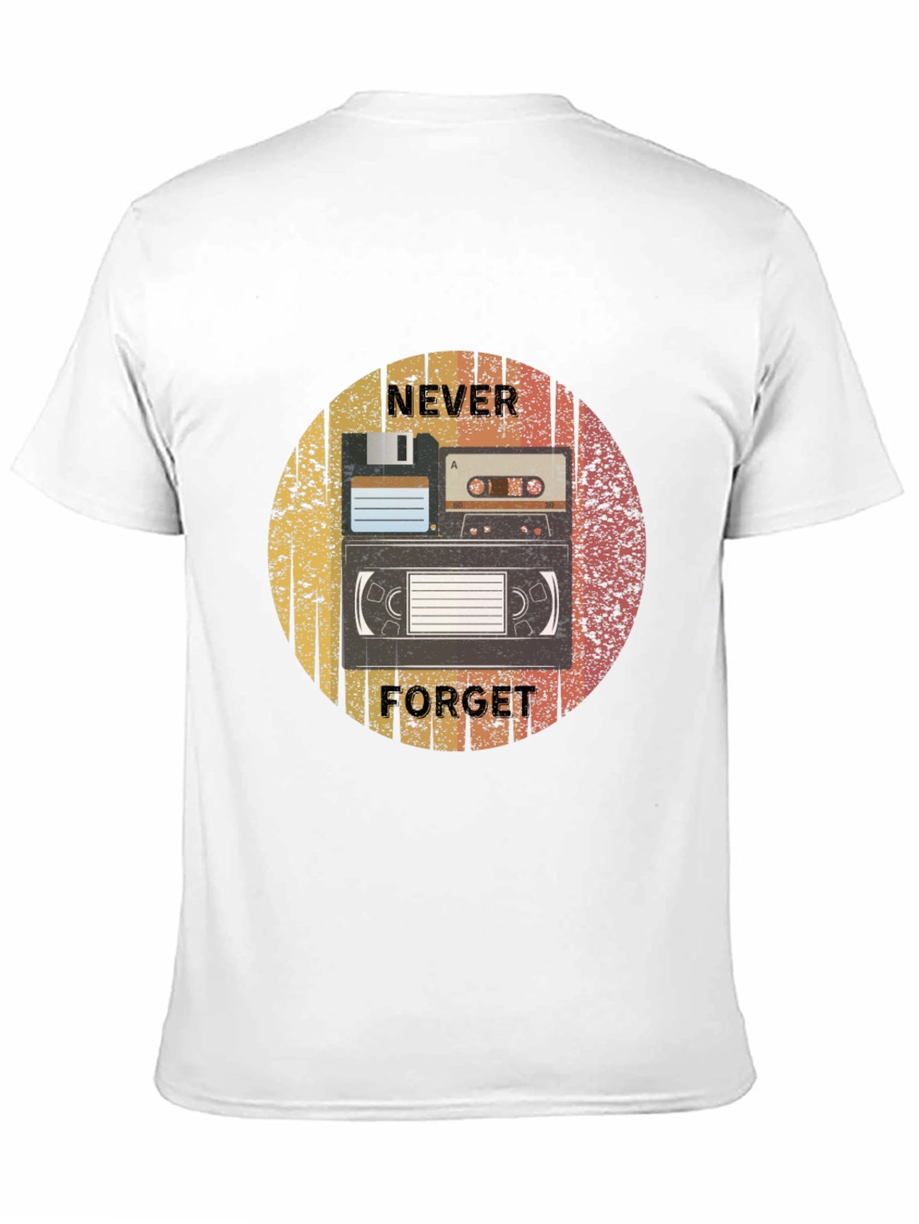 Retro Media Black T-Shirt - Never Forget