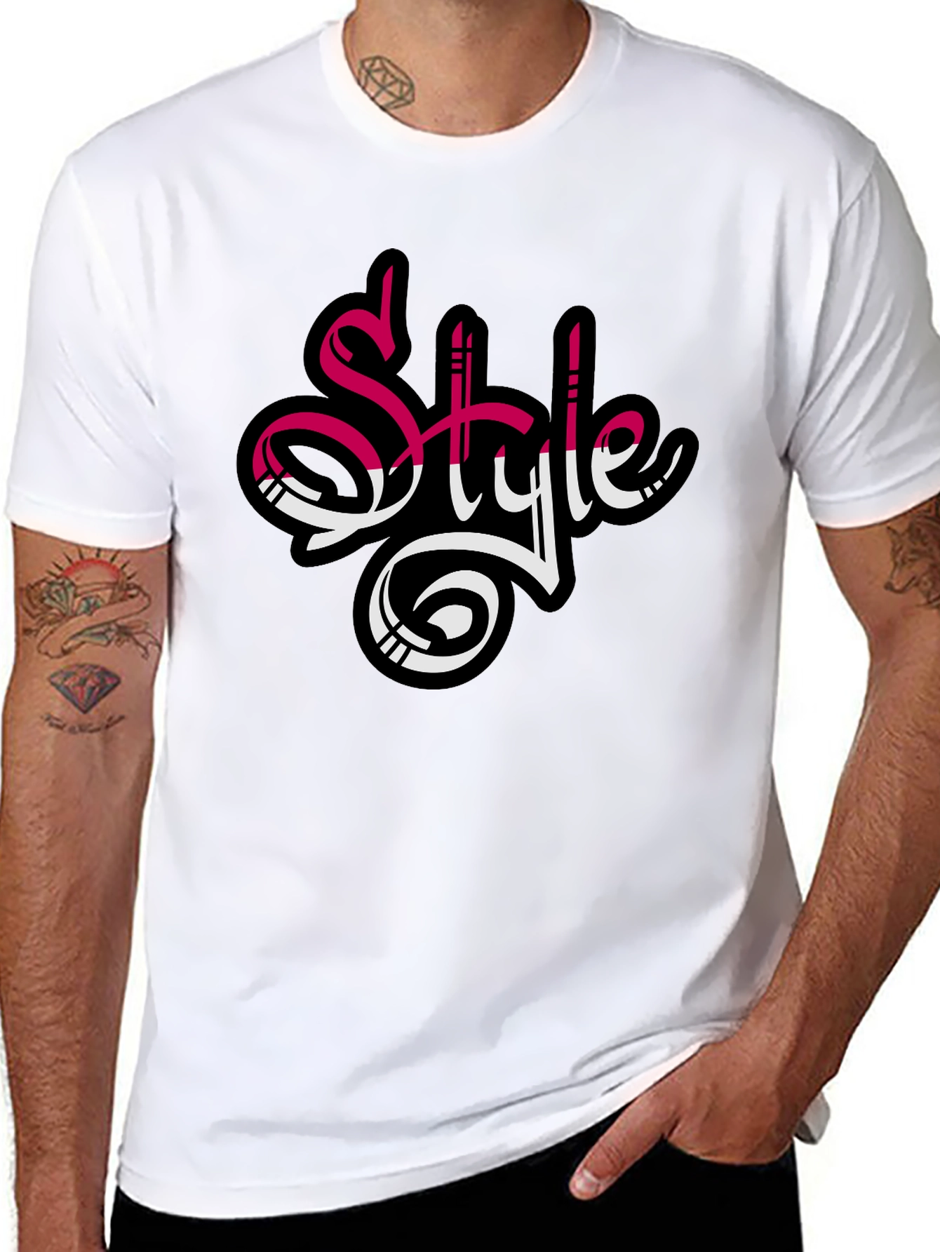 Stylish Mens Black Style Graphic T-Shirt
