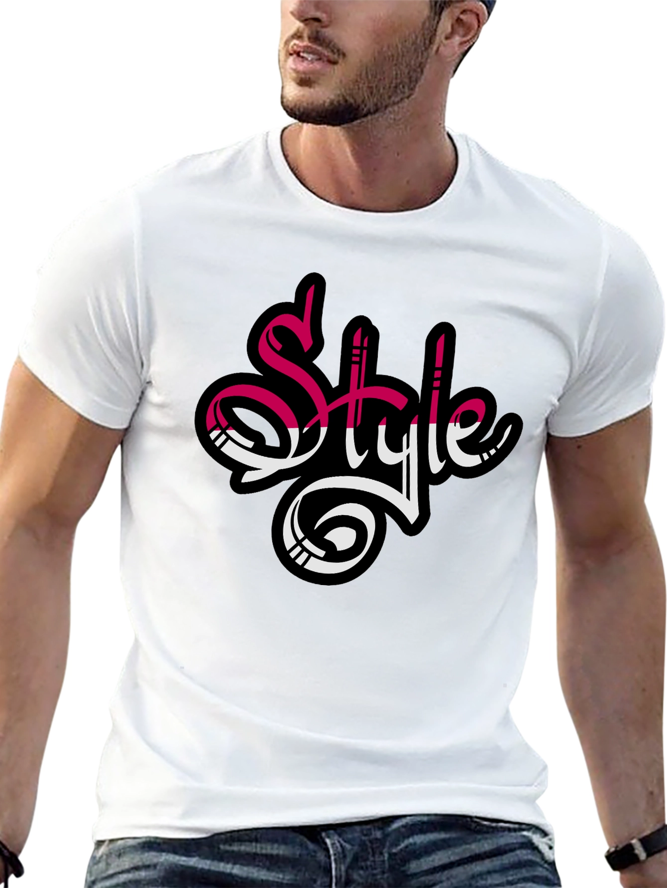 Stylish Mens Black Style Graphic T-Shirt