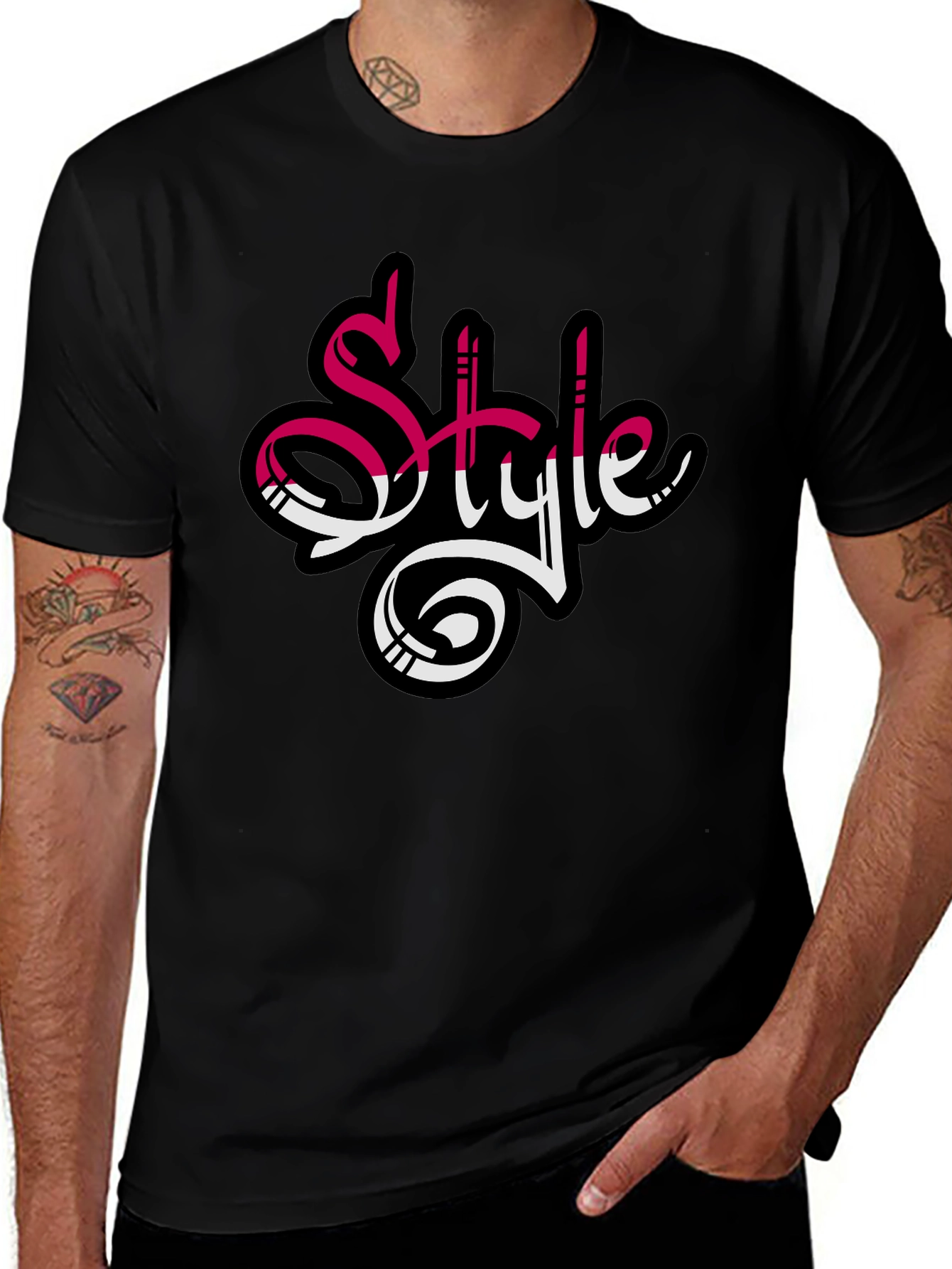 Stylish Mens Black Style Graphic T-Shirt