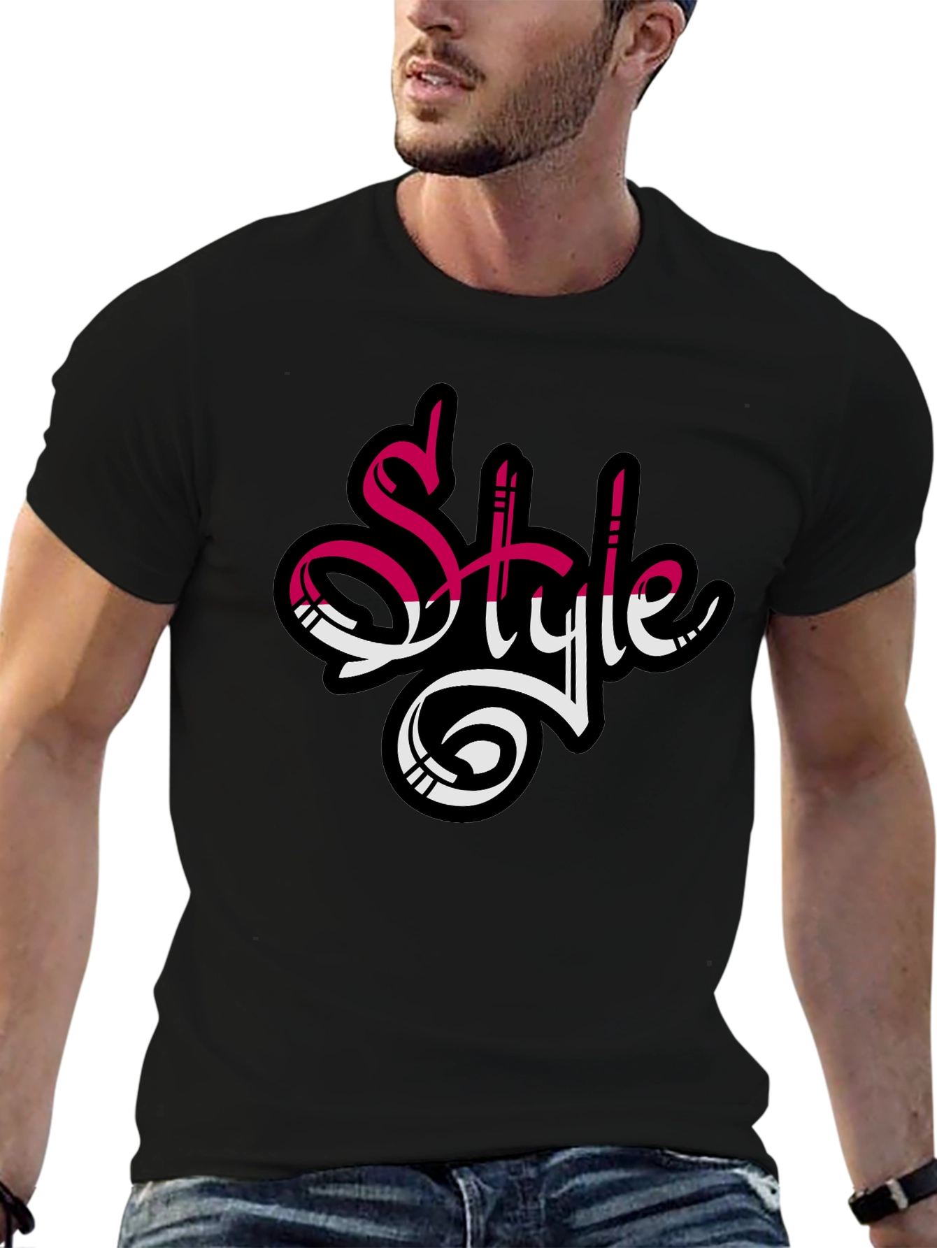 Stylish Mens Black Style Graphic T-Shirt