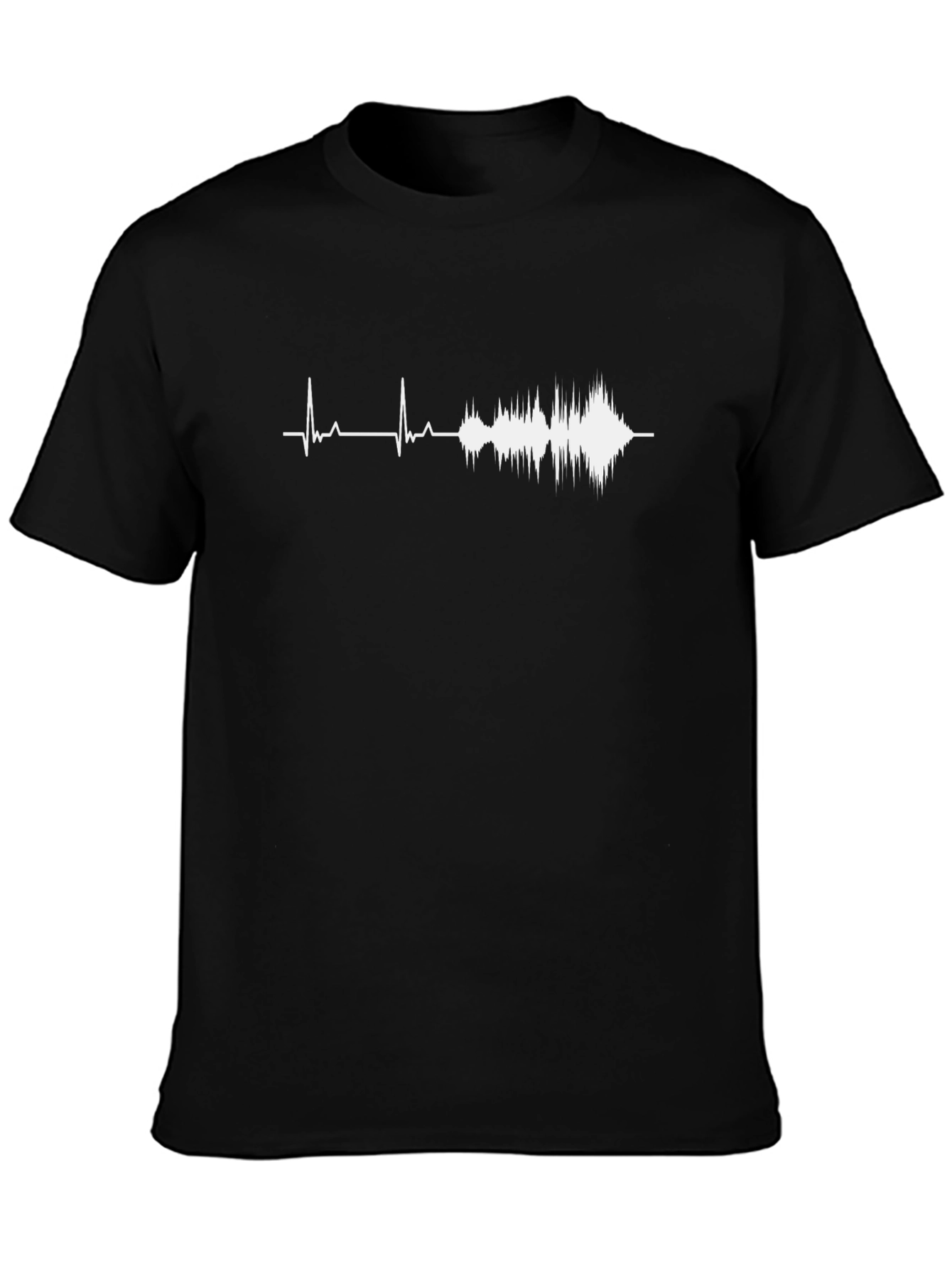 Sound Wave Graphic Tee - Black Crew Neck T-Shirt