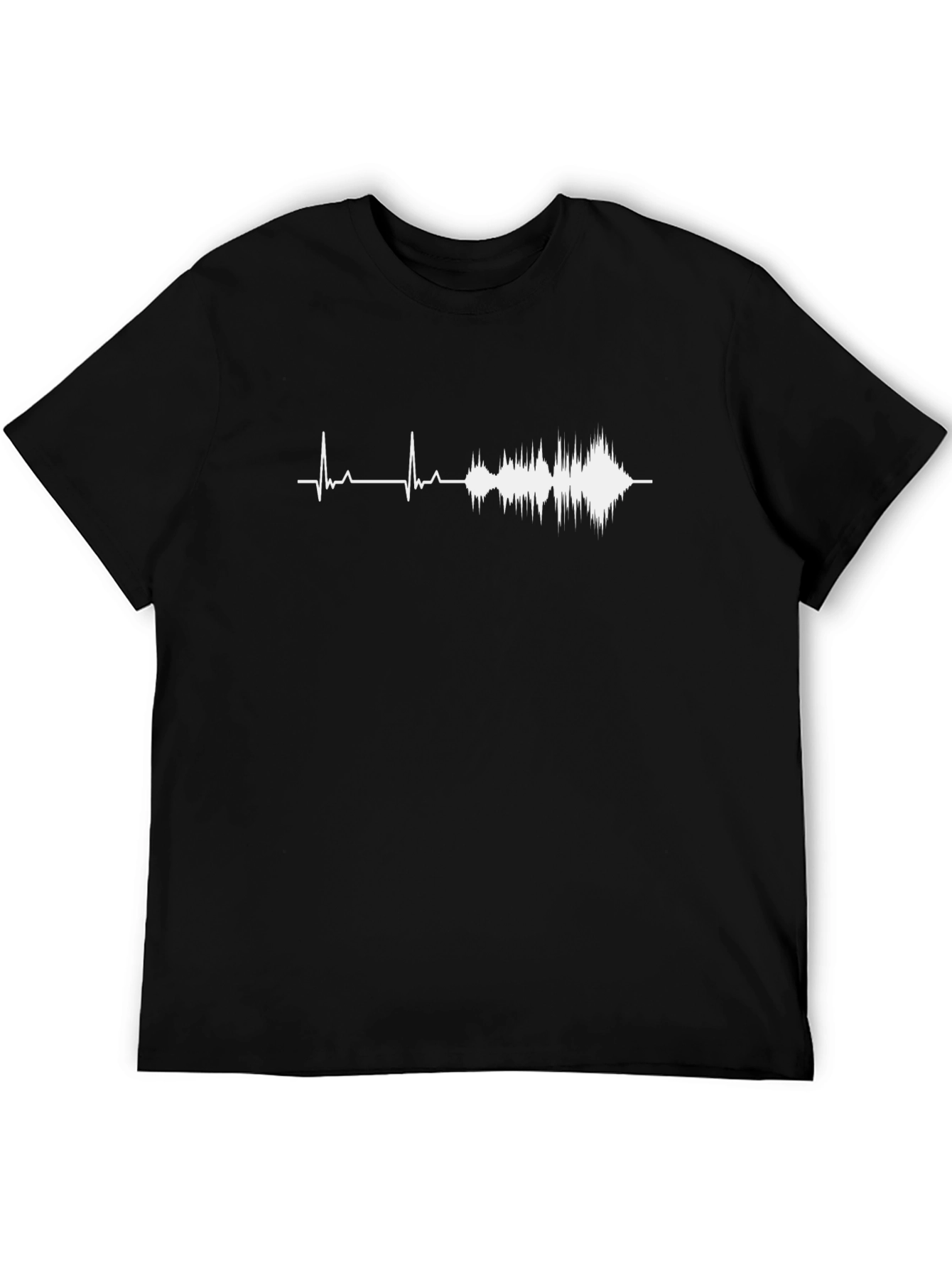 Sound Wave Graphic Tee - Black Crew Neck T-Shirt