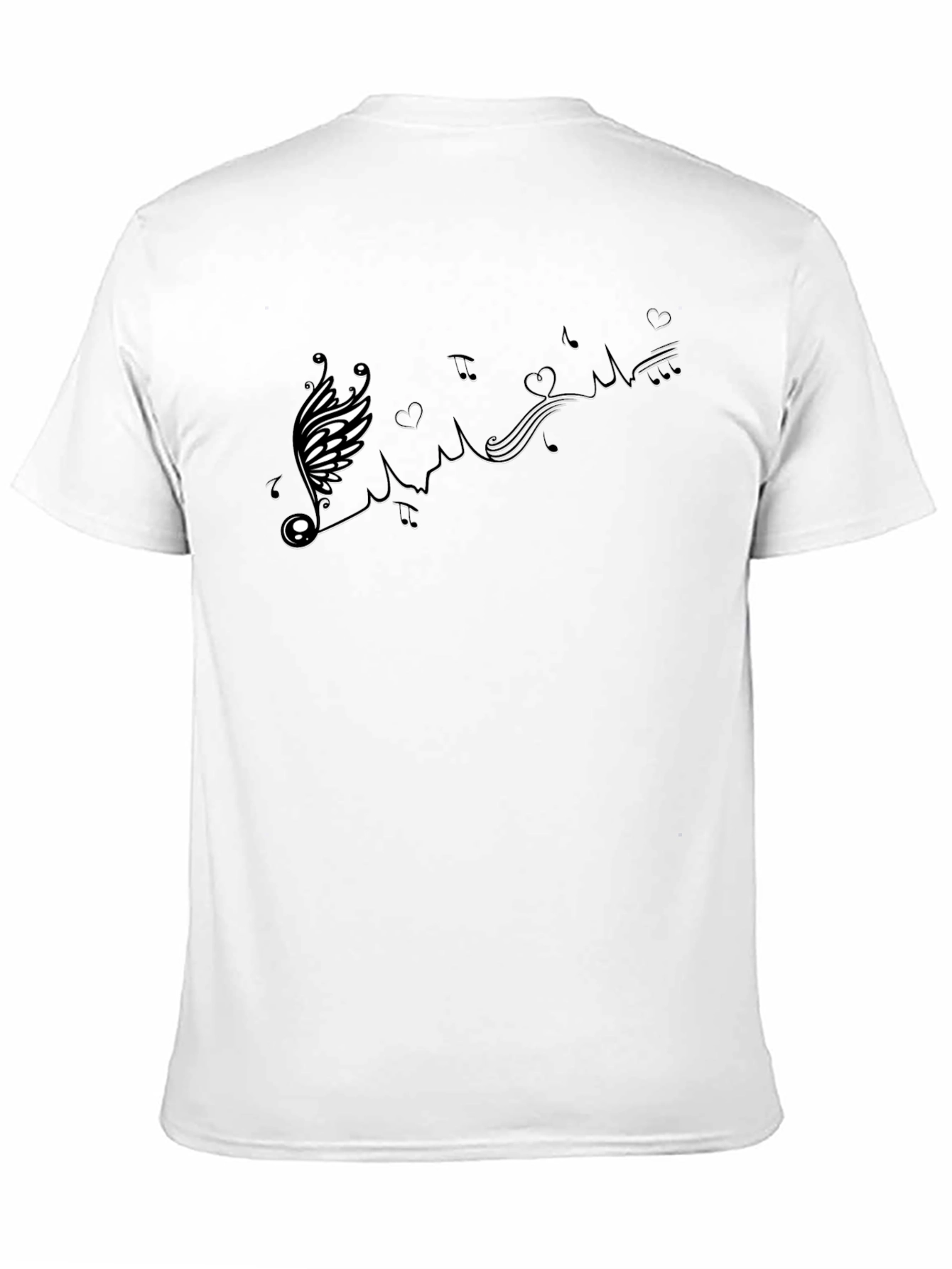 Musical Note Winged Heart Black T-Shirt