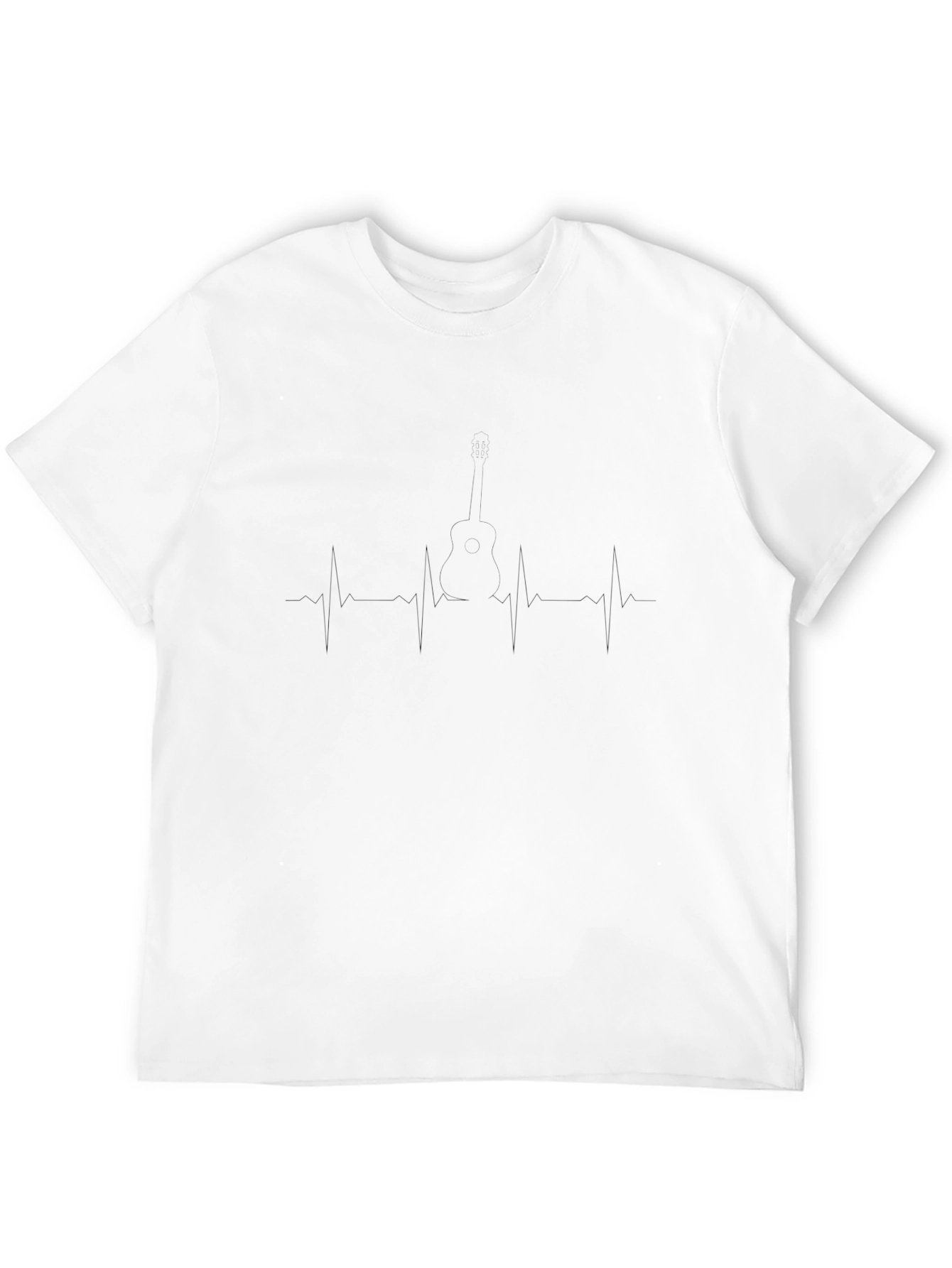 Guitar Heartbeat Graphic Tee - Black Casual Shirt