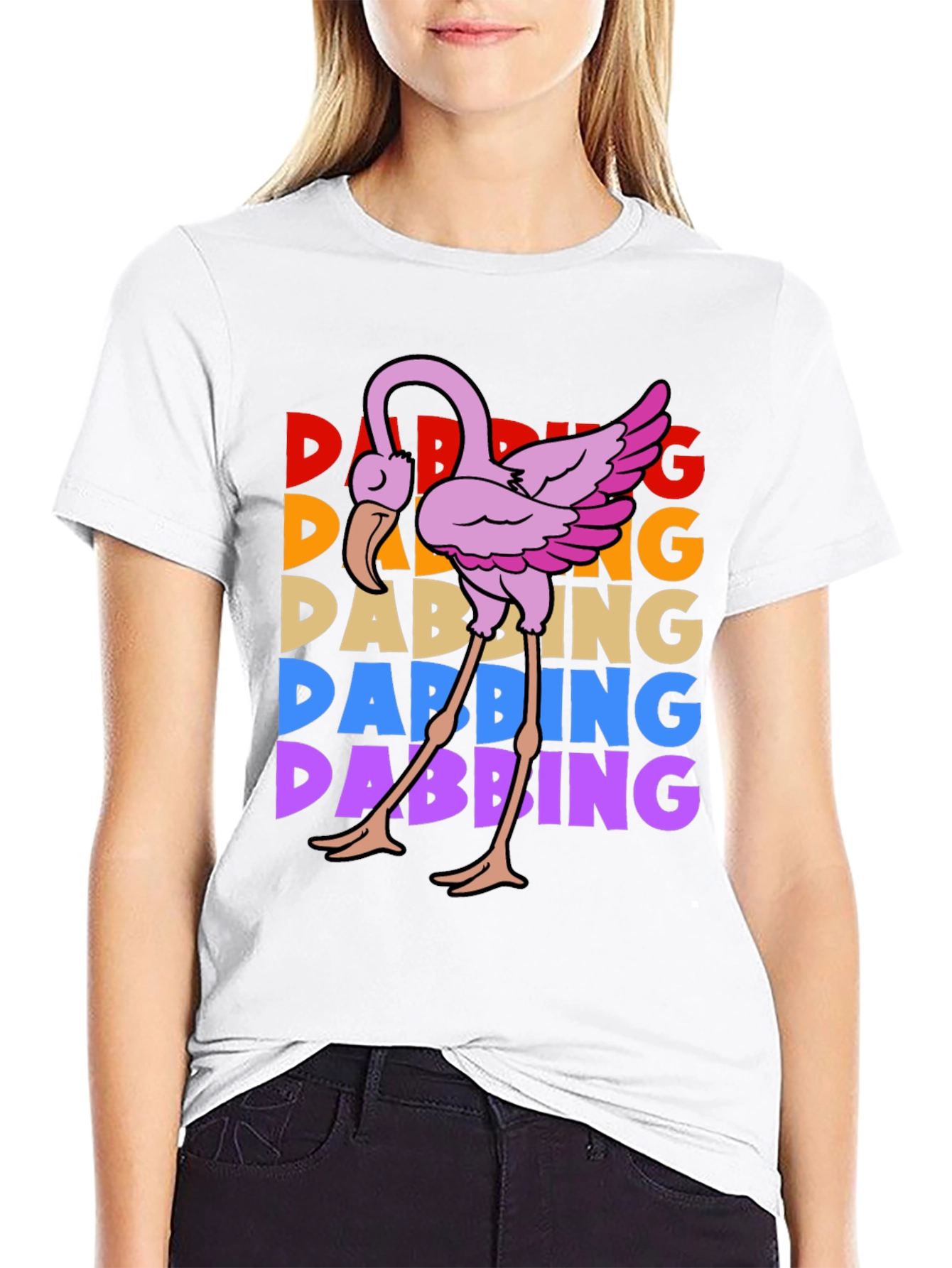 Dabbing Flamingo Graphic Tee - Trendy & Fun!