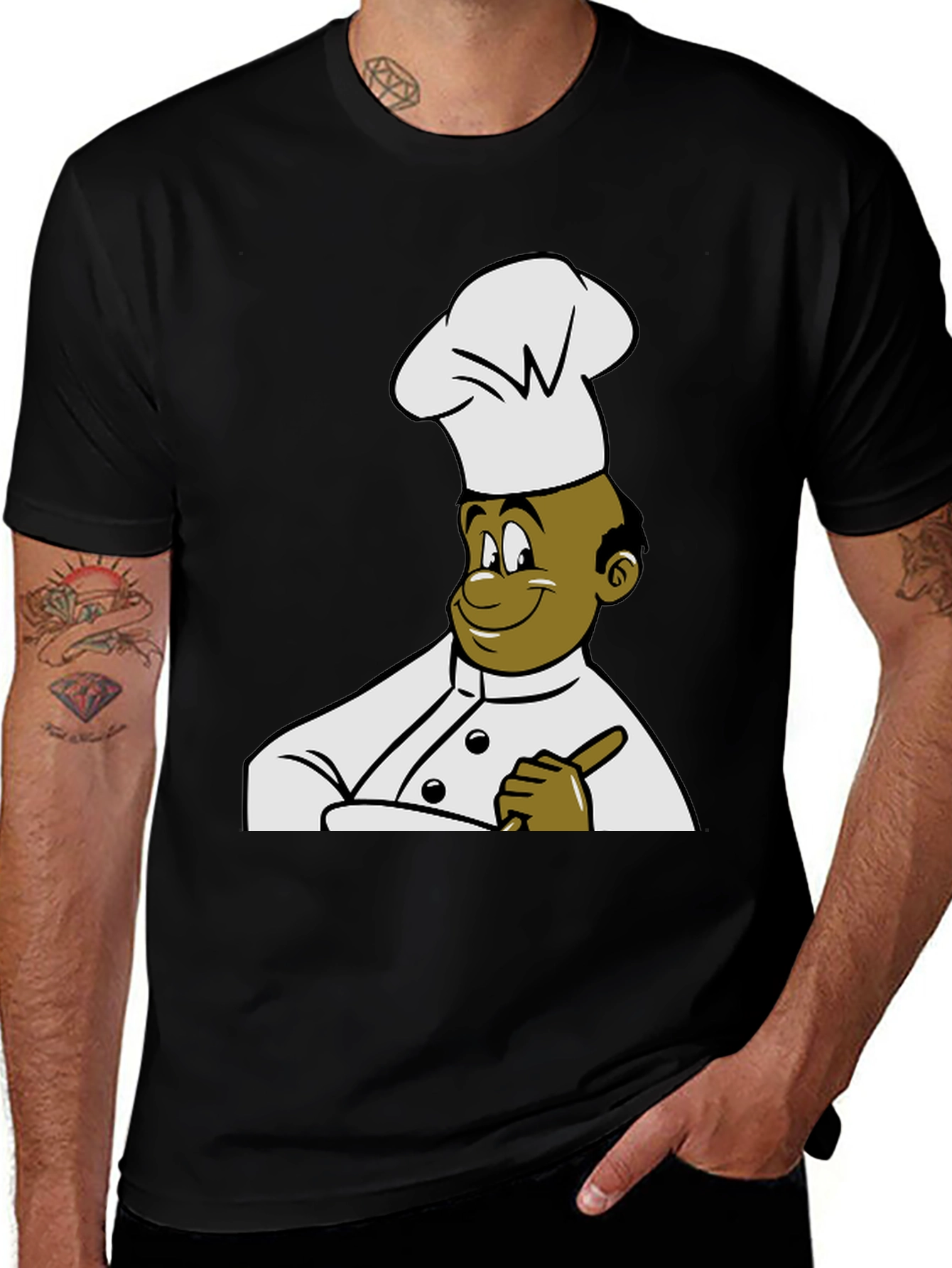 Chef Cartoon Graphic Tee - Black T-Shirt