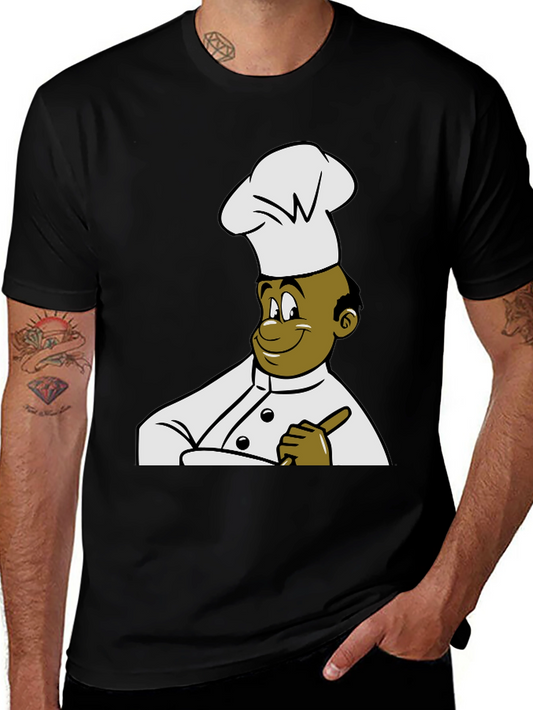 Chef Cartoon Graphic Tee - Black T-Shirt