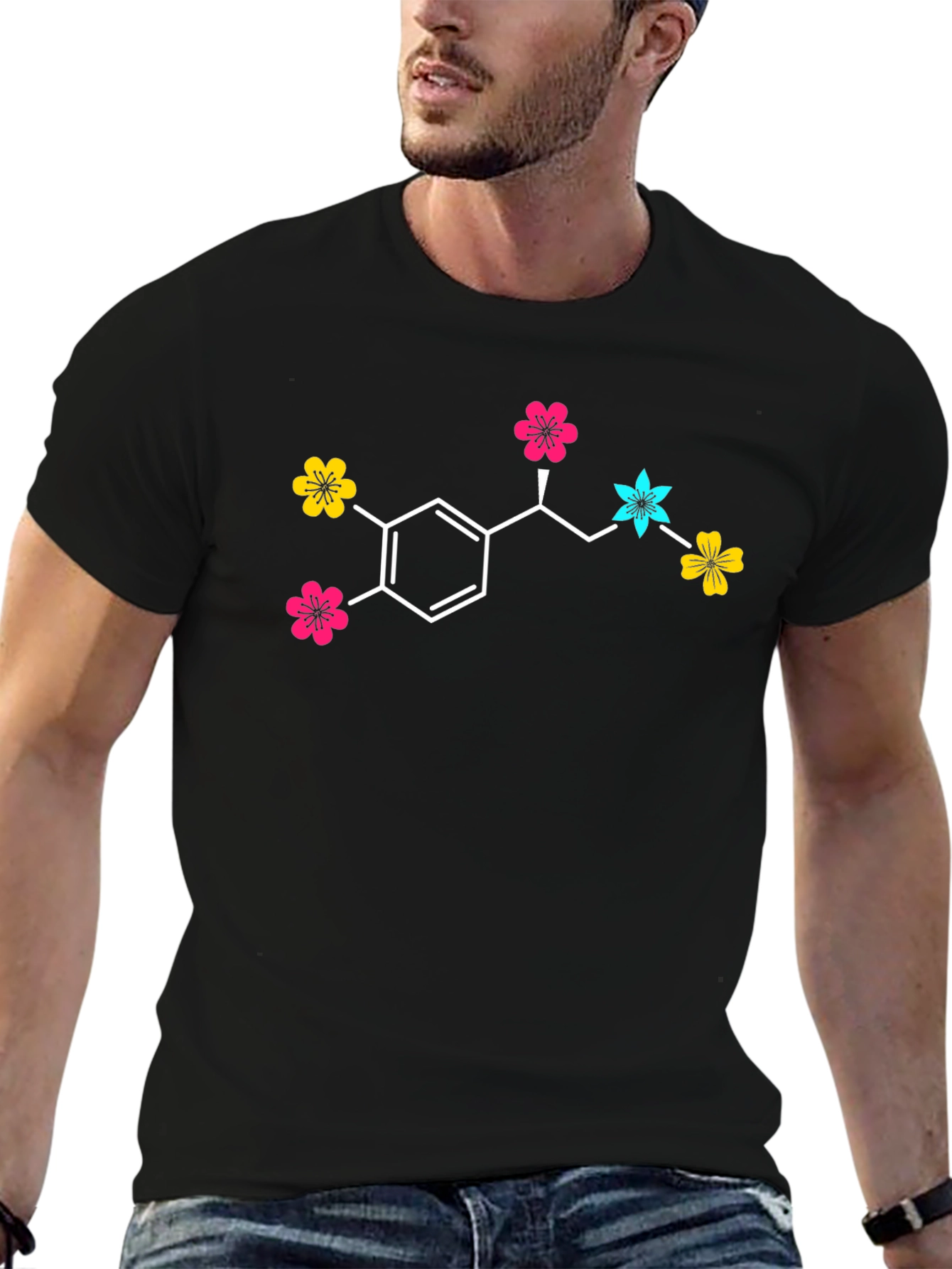 Dopamine Molecule Flower T-Shirt