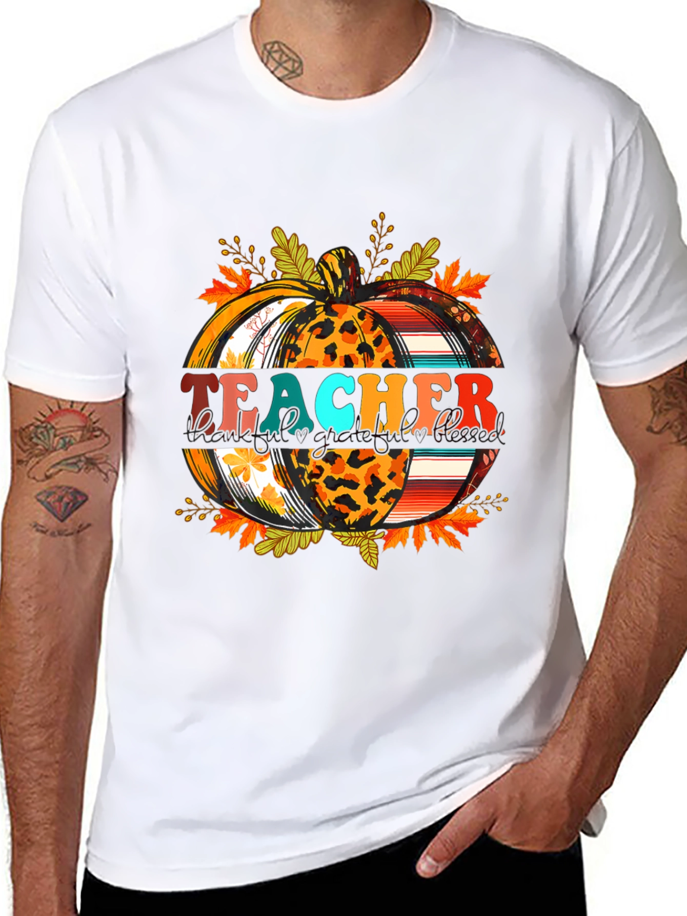 Fall Teacher Pumpkin Graphic Tee - Autumn Apparel