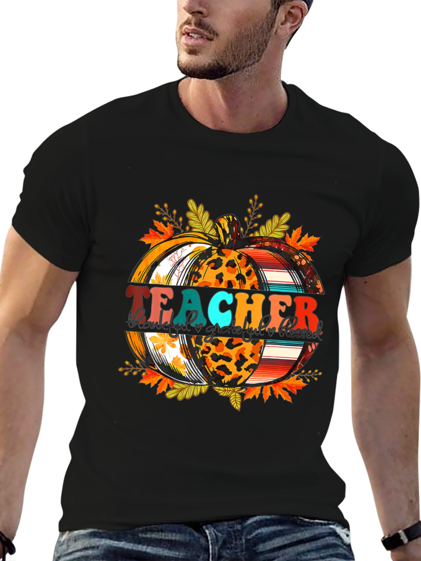 Fall Teacher Pumpkin Graphic Tee - Autumn Apparel