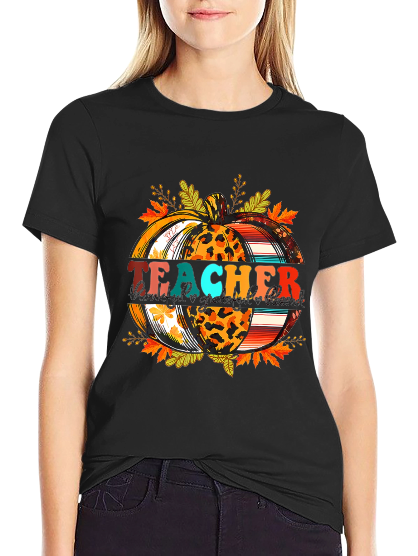 Fall Teacher Pumpkin Graphic Tee - Autumn Apparel